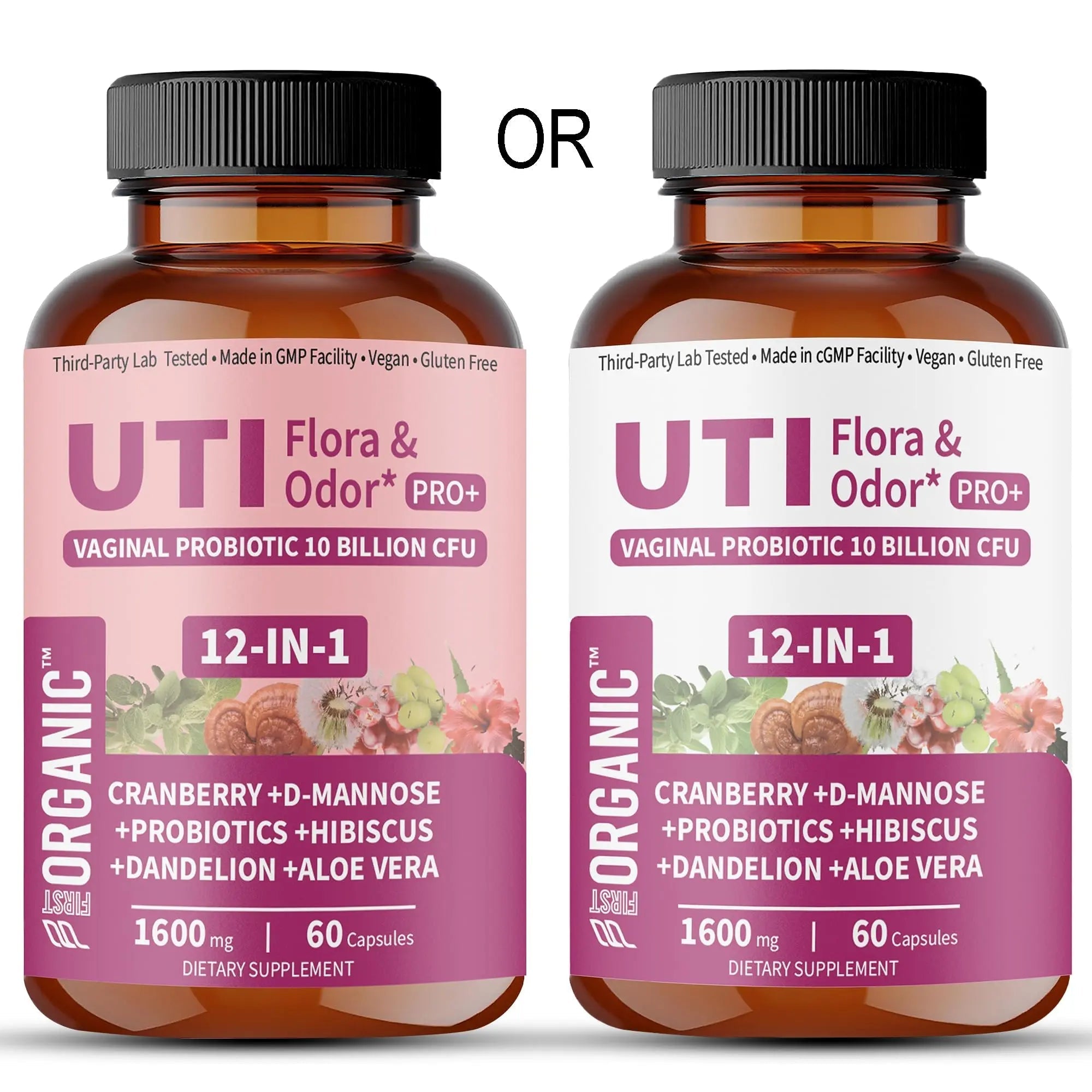 UTI Flora & Odor Pro+ & UTI Yeast & pH Pro+ | Pack of 2 | Vaginal Probiotics for Feminine Hydration & Freshness Support | Third-party Tested, cGMP Facility, Vegan, Non-GMO, Gluten-Free | 60+60 Caps - TrustMedUSA
