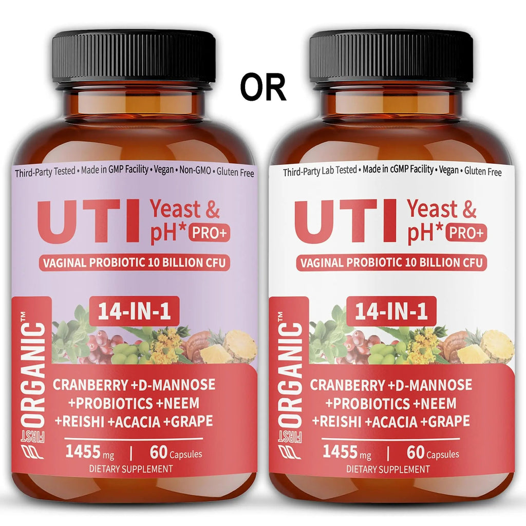 UTI Flora & Odor Pro+ & UTI Yeast & pH Pro+ | Pack of 2 | Vaginal Probiotics for Feminine Hydration & Freshness Support | Third-party Tested, cGMP Facility, Vegan, Non-GMO, Gluten-Free | 60+60 Caps - TrustMedUSA