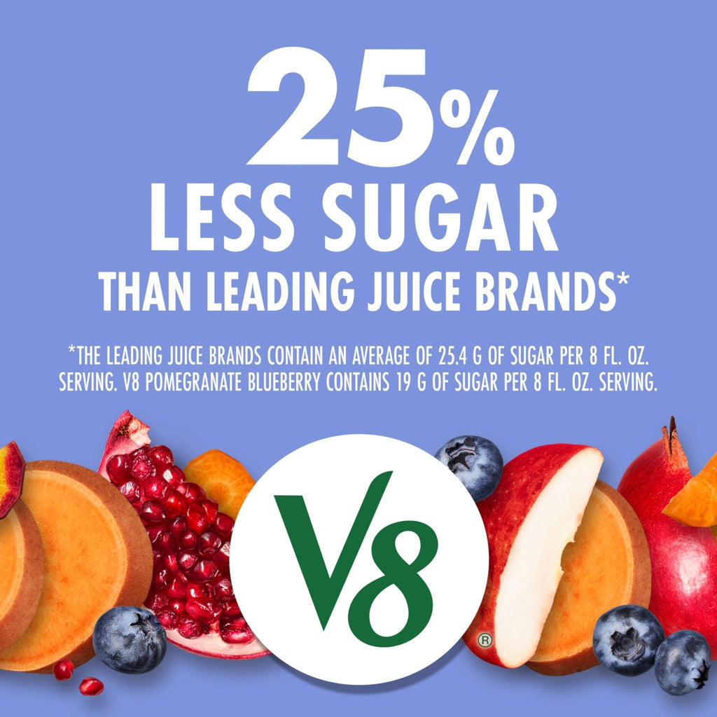 V8 Blends 100% Juice Pomegranate Blueberry Juice, Fruit and Vegetable Juice Blend, 46 Fl Oz Bottle (Pack of 2) - Maple Wellness Supplements