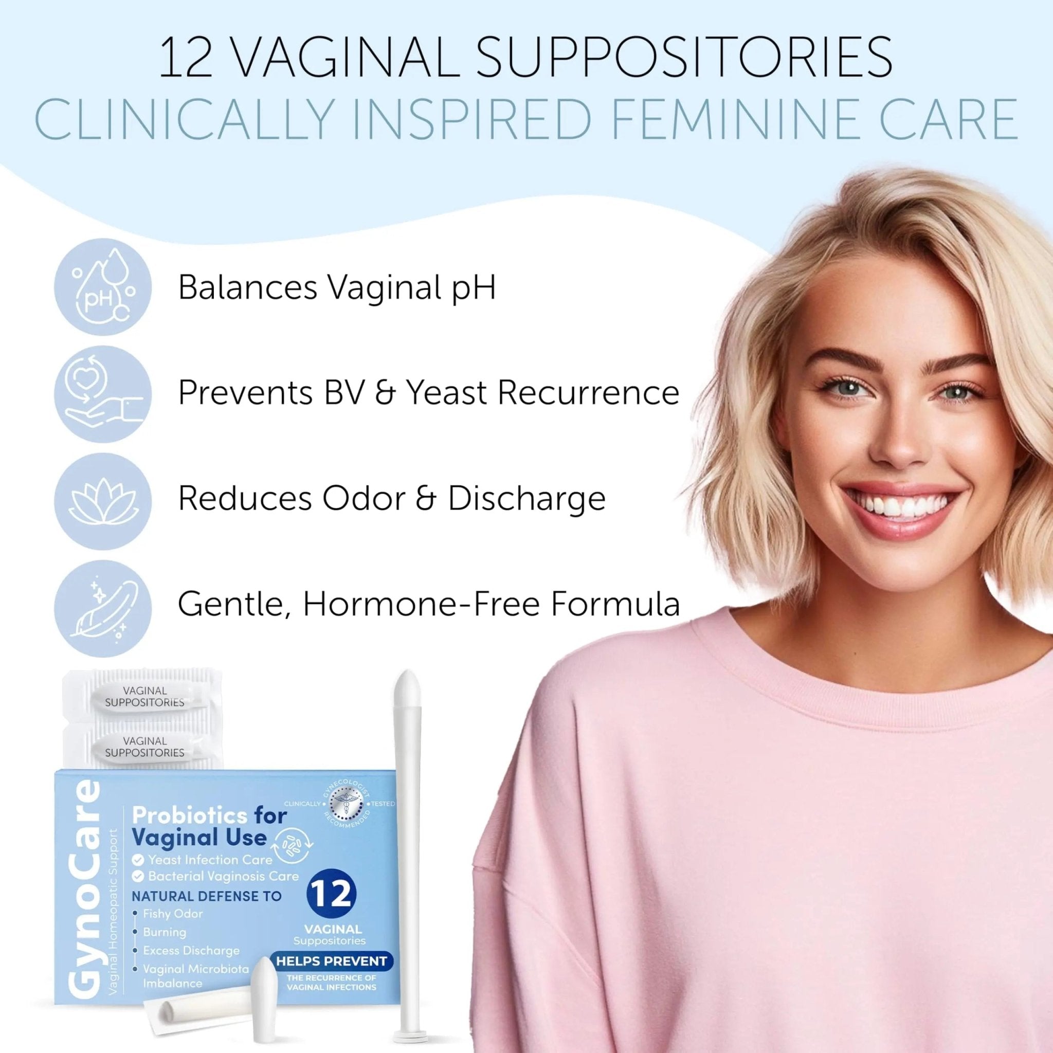 Vaginal Probiotics for Women | Boric Acid For Women | pH Balance for Women | Yeast Infection Care | Natural Defense Against Fishy Odor, Burning and Excess Discharge | 12 Vaginal Suppositories - TrustMedUSA
