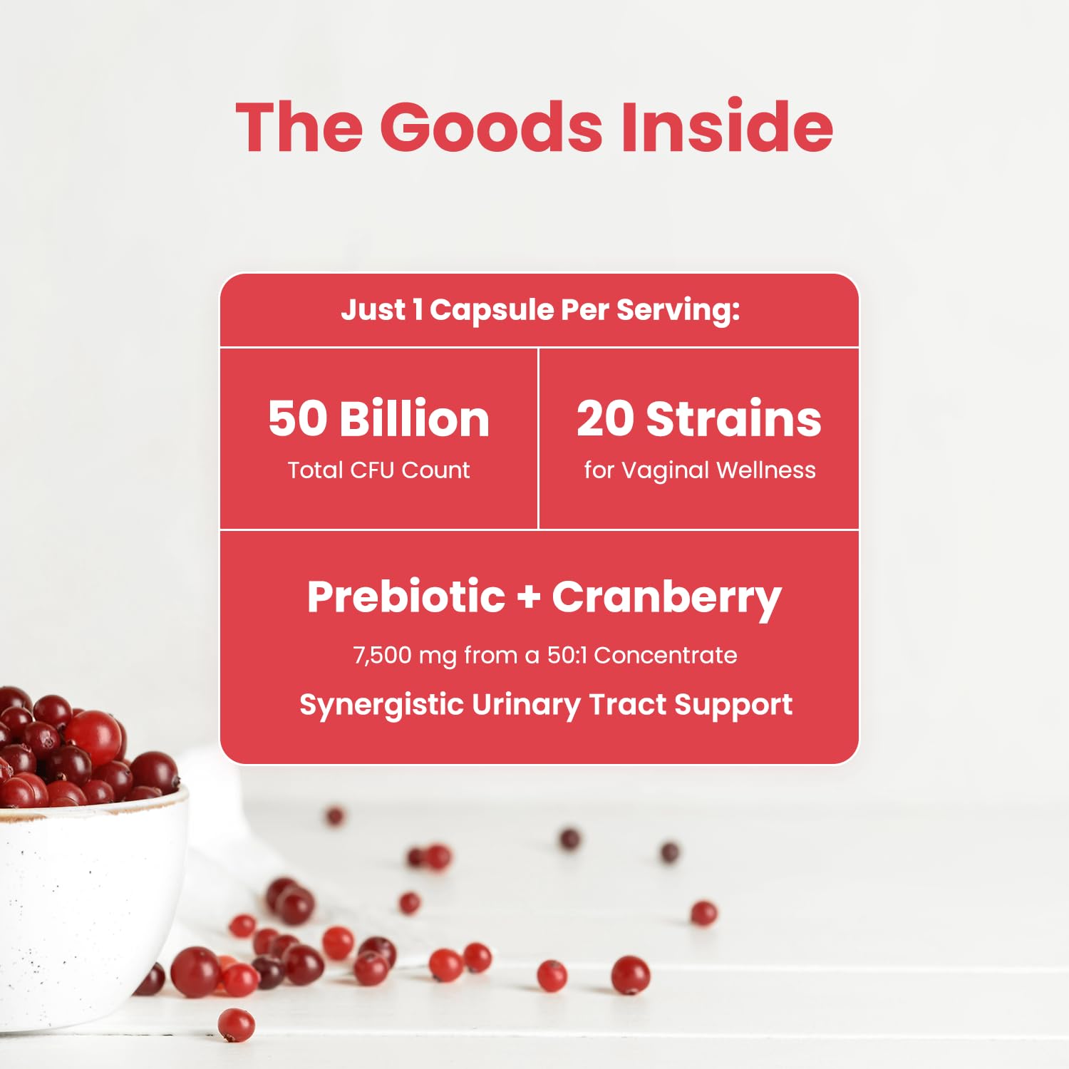 Vaginal Probiotics for Women pH Balance | 50 Billion CFU Womens Probiotic + Cranberry Pills for Vaginal Health, Healthy Odor, Yeast, Urinary Tract | Vegan Women's Probiotics and Prebiotics Supplement - Maple Wellness Supplements