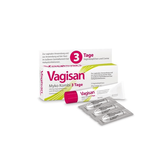 Vagisan Myko Combi 3 day vaginal suppositories and cream, 1 piece combination pack - TrustMedUSA
