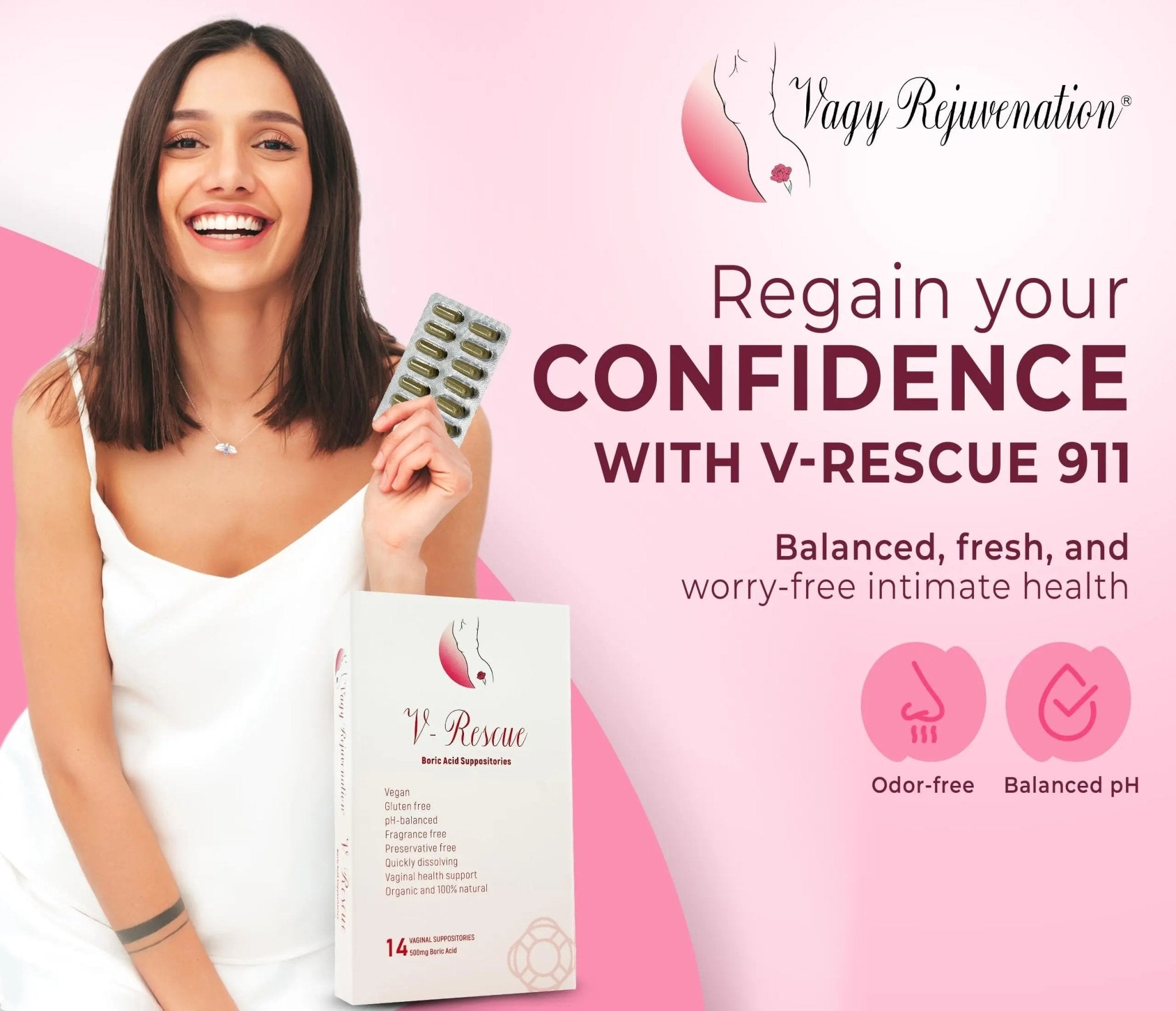 Vagy Rejuvenation V-Rescue - 500 mg Boric Acid 14 Vaginal Applications - Feminine Health - TrustMedUSA
