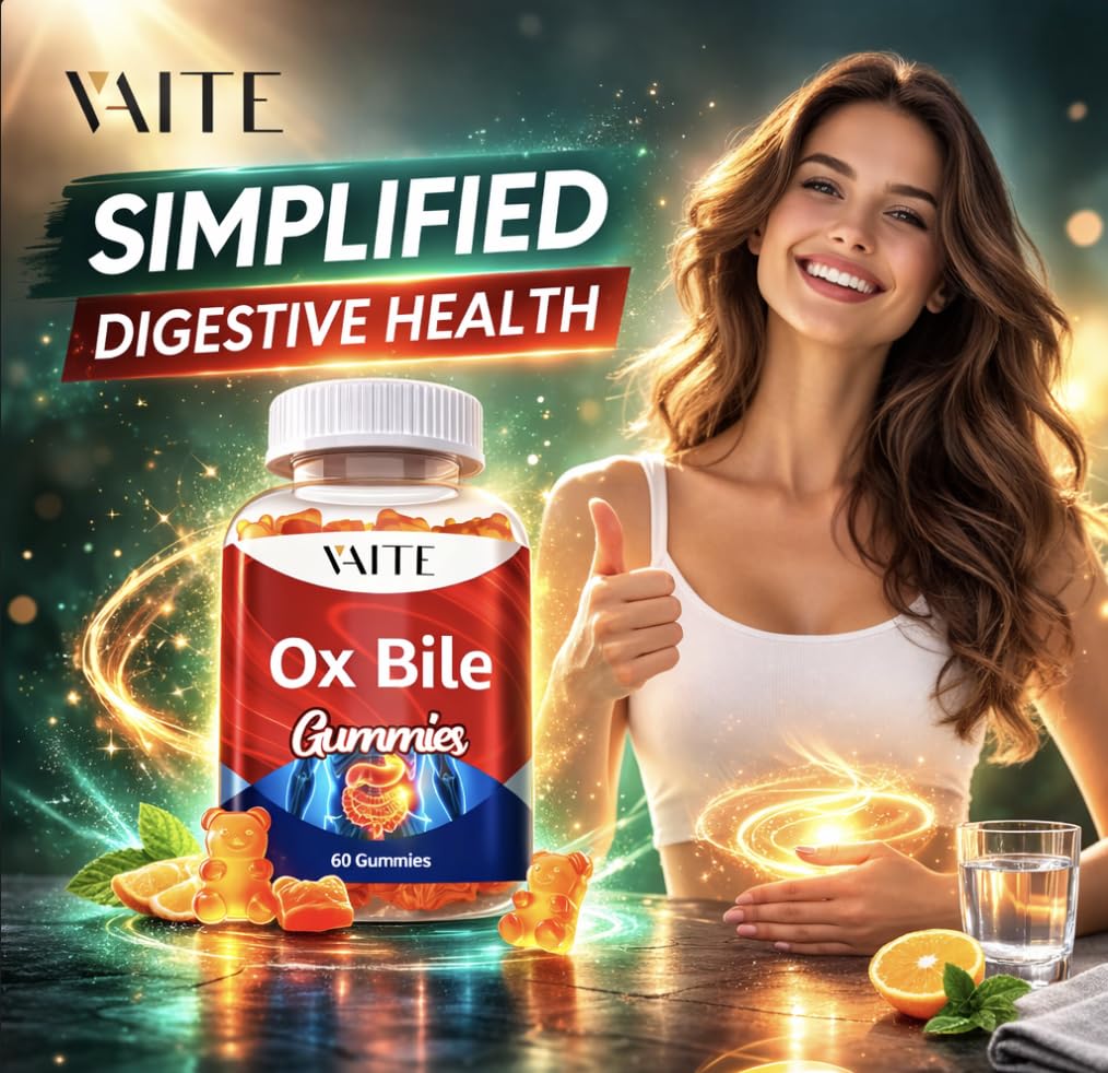VAITE Ox Bile Gummies – 500mg Digestive Support for Gallbladder & Gut Health – Non-GMO, Sugar-Free Supplement – Helps Nutrient Absorption & Bile Flow – 60 Easy-to-Chew Bile Acid Chewables - TrustMedUSA