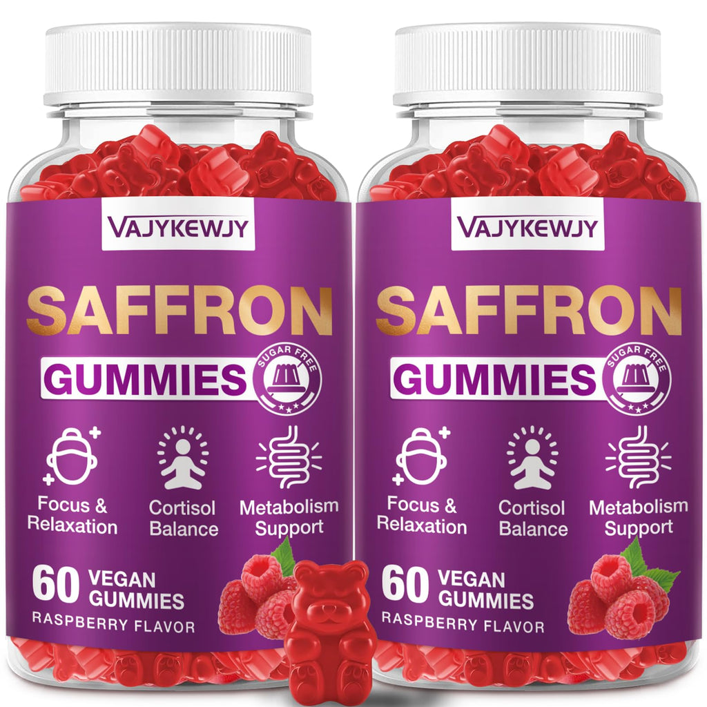 VAJYKEWJY Saffron Gummies (88.5 mg) with Magnesium — Enhanced with St. John’s Wort, Rhodiola, Ashwagandha & Vitamins B6, B12, D3 for Mood & Focus Support — 120 Count - TrustMedUSA