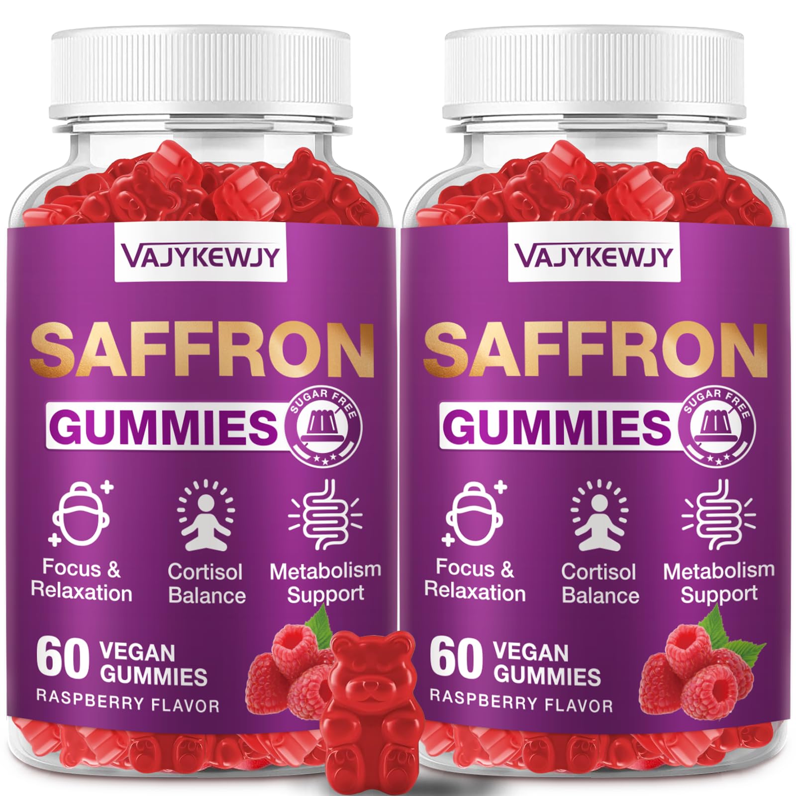 VAJYKEWJY Saffron Gummies (88.5 mg) with Magnesium — Enhanced with St. John’s Wort, Rhodiola, Ashwagandha & Vitamins B6, B12, D3 for Mood & Focus Support — 120 Count - TrustMedUSA