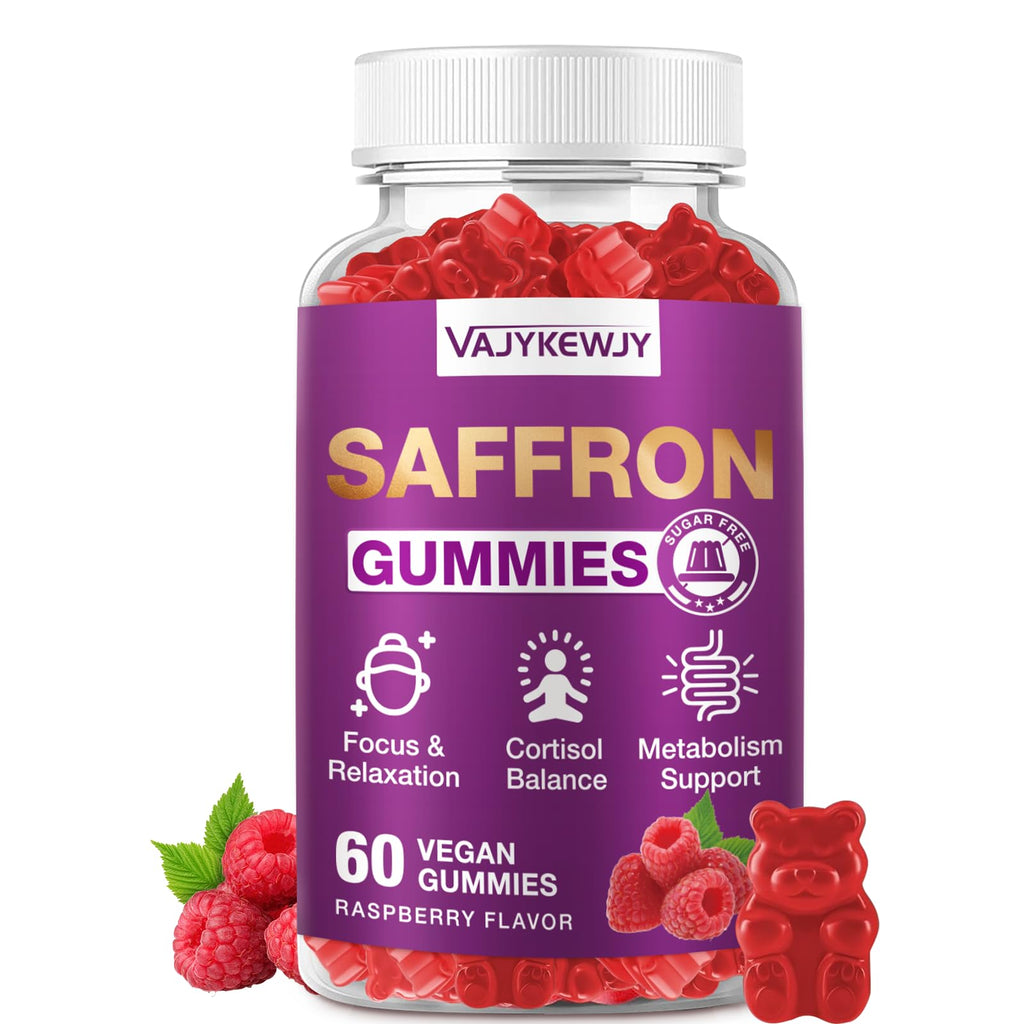 VAJYKEWJY Saffron Gummies (88.5 mg) with Magnesium — Enhanced with St. John’s Wort, Rhodiola, Ashwagandha & Vitamins B6, B12, D3 for Mood & Focus Support — 60 Count - TrustMedUSA