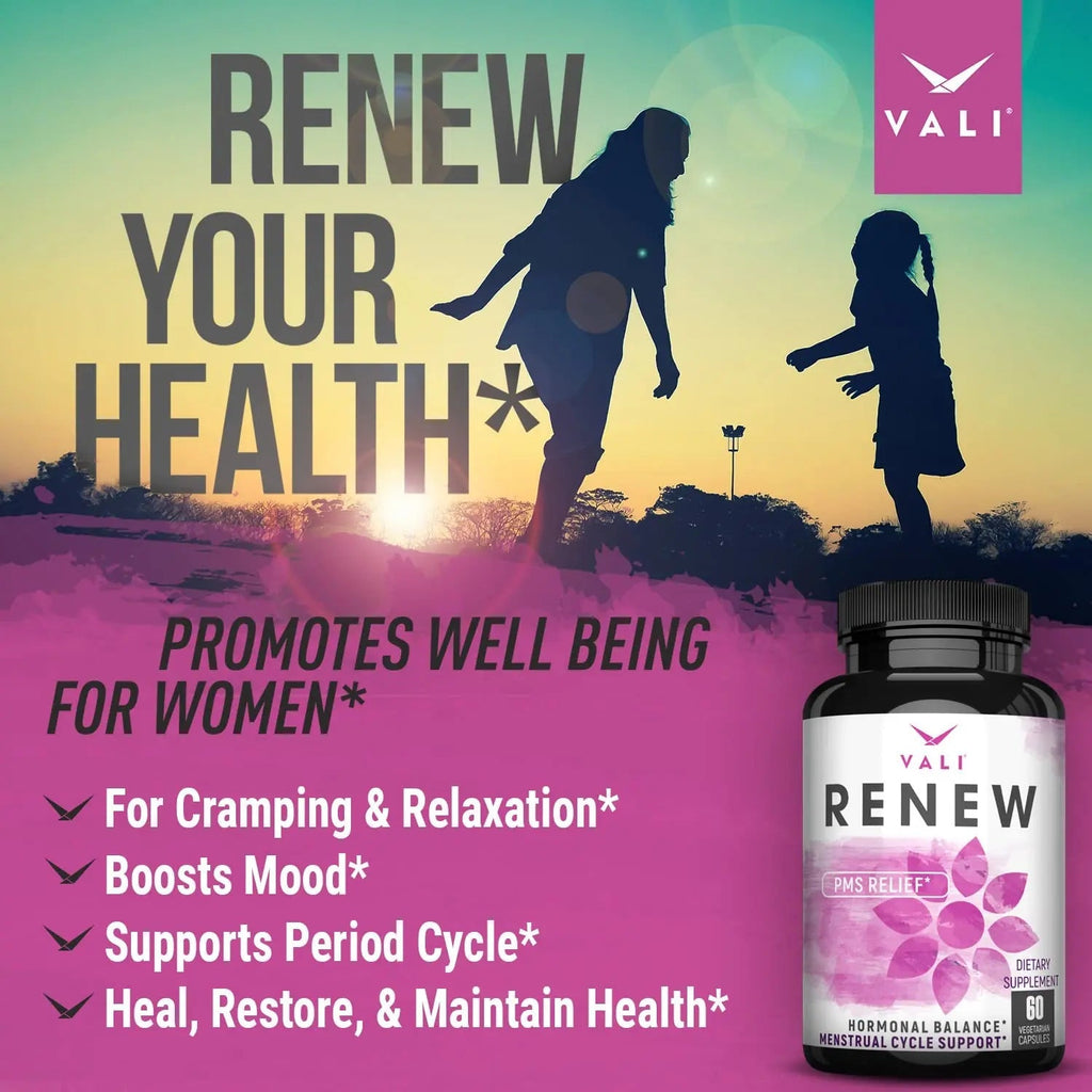 VALI Renew PMS Relief Supplement. Women’s Menstrual Cycle Support. Herbal Formula - TrustMedUSA
