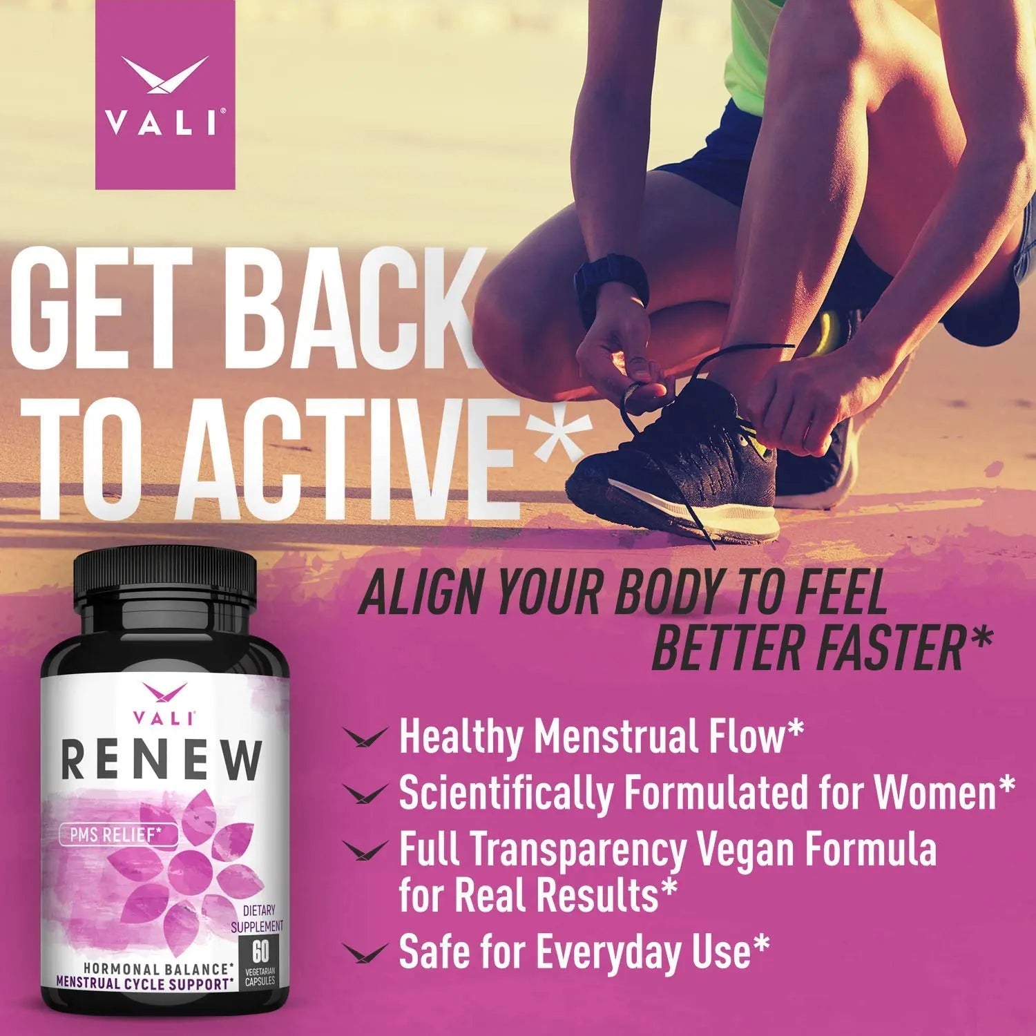 VALI Renew PMS Relief Supplement. Women’s Menstrual Cycle Support. Herbal Formula - TrustMedUSA