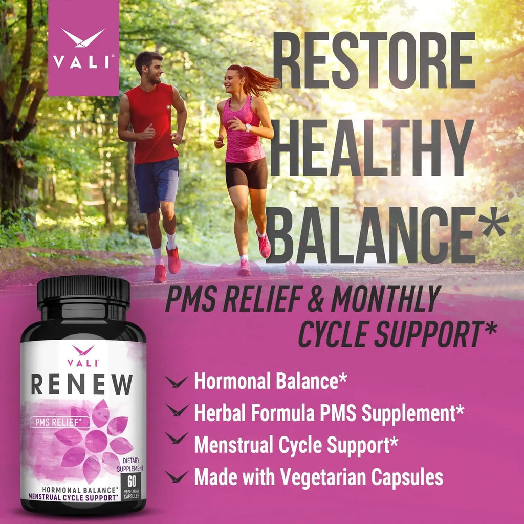 VALI Renew PMS Relief Supplement. Women’s Menstrual Cycle Support. Herbal Formula - TrustMedUSA