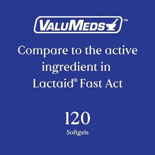 ValuMeds Fast Acting Dairy Relief Lactose Enzymes, 120 Softgels, Help Prevent Gas - TrustMedUSA