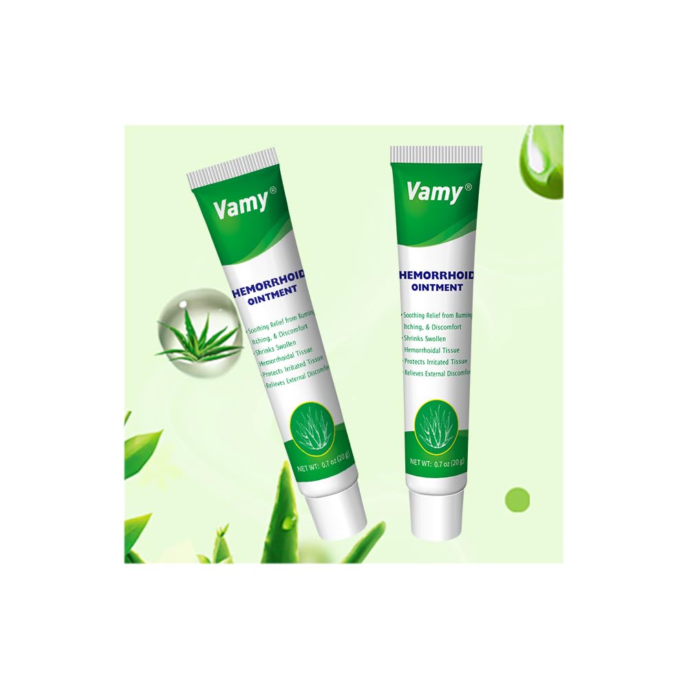 vamy Hemorrhoid Ointment (2 x 20g Tubes), 40g - Maximum Strength Formula for Hemorrhoidal Fast Relief, Soothes Itching, Burning & Discomfort - TrustMedUSA
