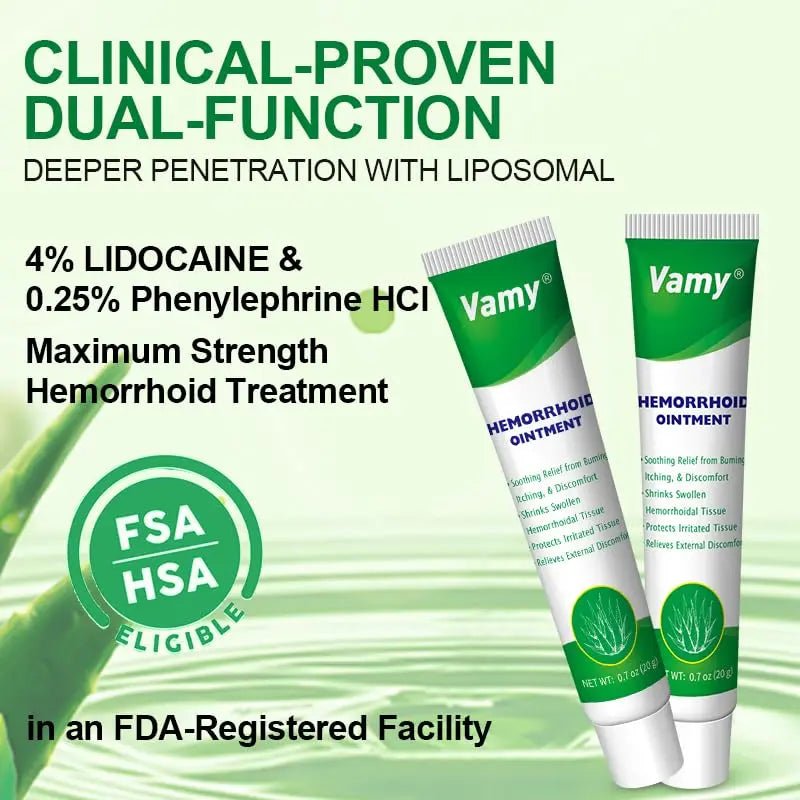 vamy Herbal Hemorrhoid Cream, Hemorrhoid Treatment and Hemorrhoids Cream with Lidocaine 4% and Phenylephrine HCI for Fast Relief of Pain, Swelling, Itching, Burning, Hemorrhoidal Treatment. 2 pc - TrustMedUSA