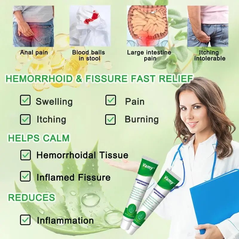 vamy Herbal Hemorrhoid Cream, Hemorrhoid Treatment and Hemorrhoids Cream with Lidocaine 4% and Phenylephrine HCI for Fast Relief of Pain, Swelling, Itching, Burning, Hemorrhoidal Treatment. 2 pc - TrustMedUSA