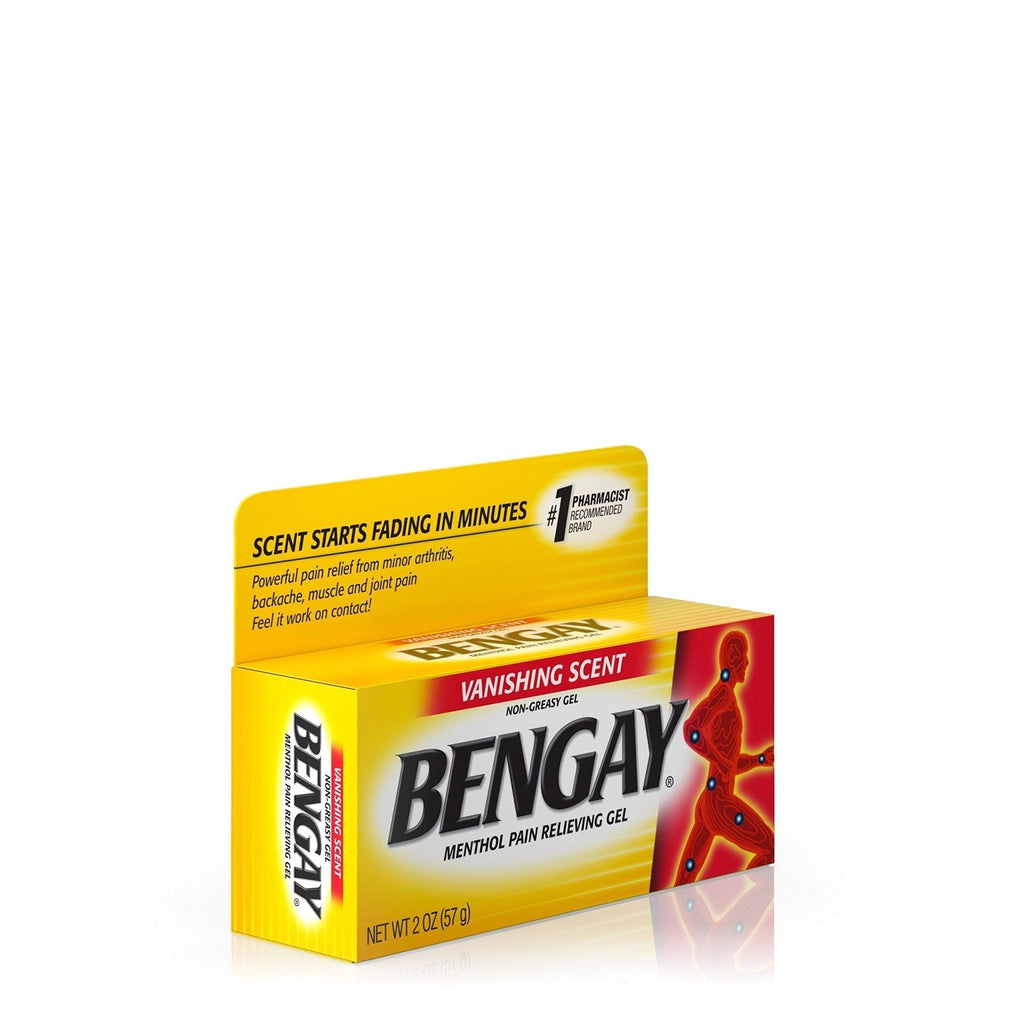 Vanishing Scent Bengay Relief Gel, Non-Greasy Topical Reliever with Cooling Menthol, 2 oz - TrustMedUSA