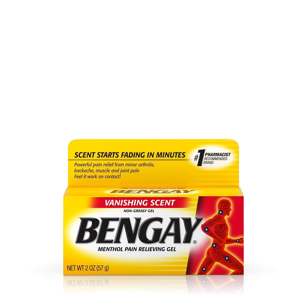 Vanishing Scent Bengay Relief Gel, Non-Greasy Topical Reliever with Cooling Menthol, 2 oz - TrustMedUSA