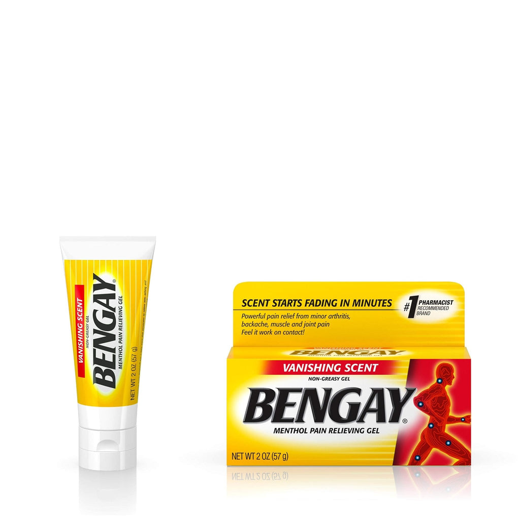 Vanishing Scent Bengay Relief Gel, Non-Greasy Topical Reliever with Cooling Menthol, 2 oz - TrustMedUSA