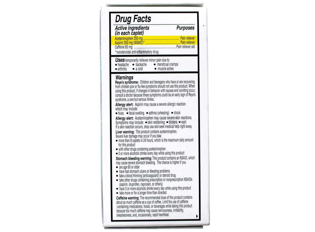 Vanquish Effective Headache Relief – Aspirin (NSAID), Acetaminophen, Caffeine, 100 Analgesic Coated Caplets - 3 Pack - TrustMedUSA
