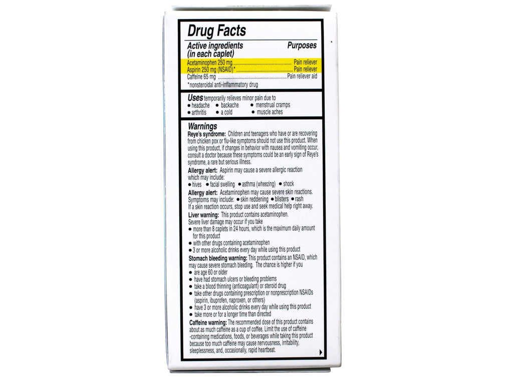 Vanquish Extra Strength Pain Reliever Headache Relief Aspirin Acetaminophen Caffeine 100 Coated Caplets (Pack of 2) - TrustMedUSA