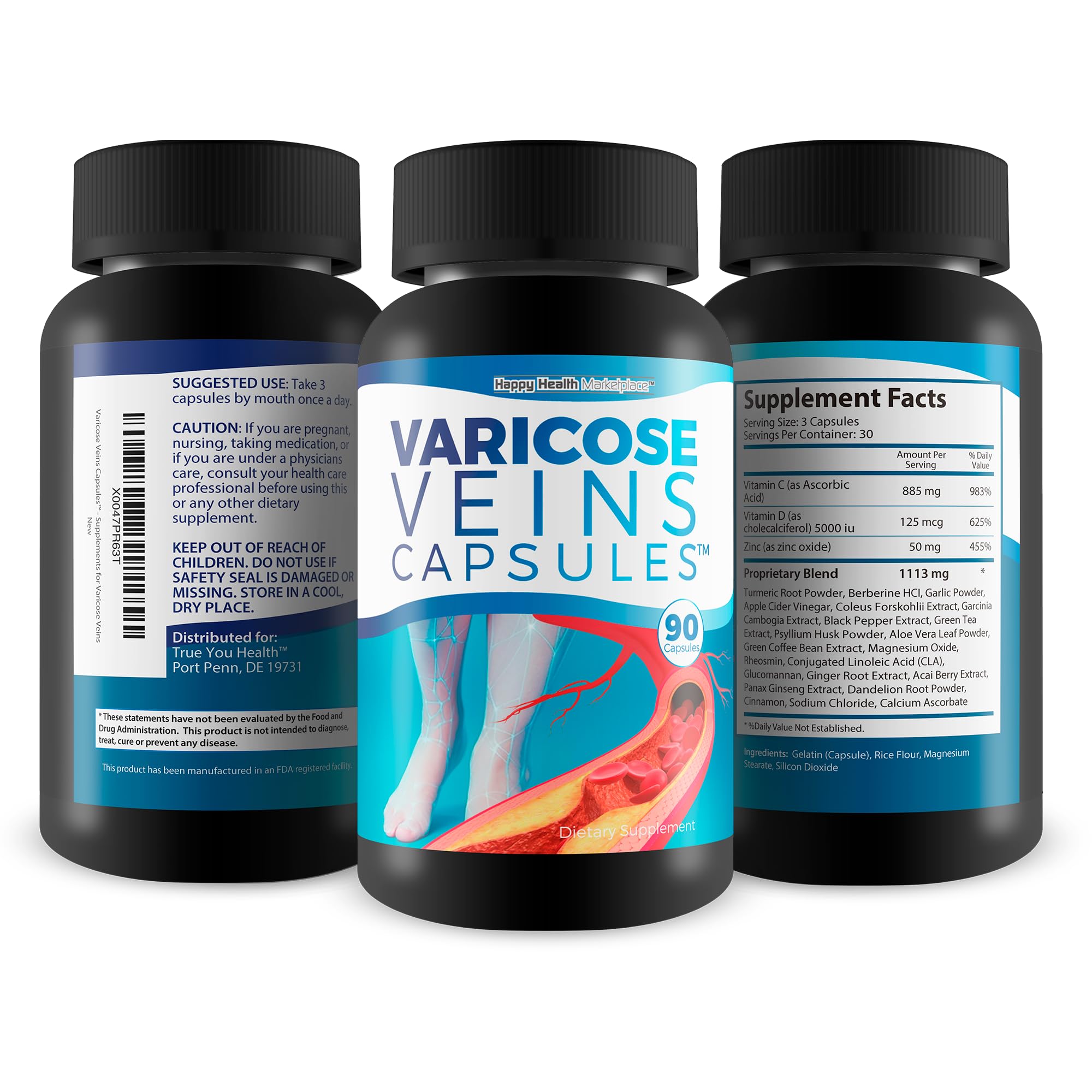 Varicose Veins Capsules - Our Best Natural Varicose Veins Treatment - Varicose Vein Supplement Anti Varicose Veins Women - Herbal Varicose Veins Treatment for Legs - Herbal Remedies for Varicose Veins - TrustMedUSA