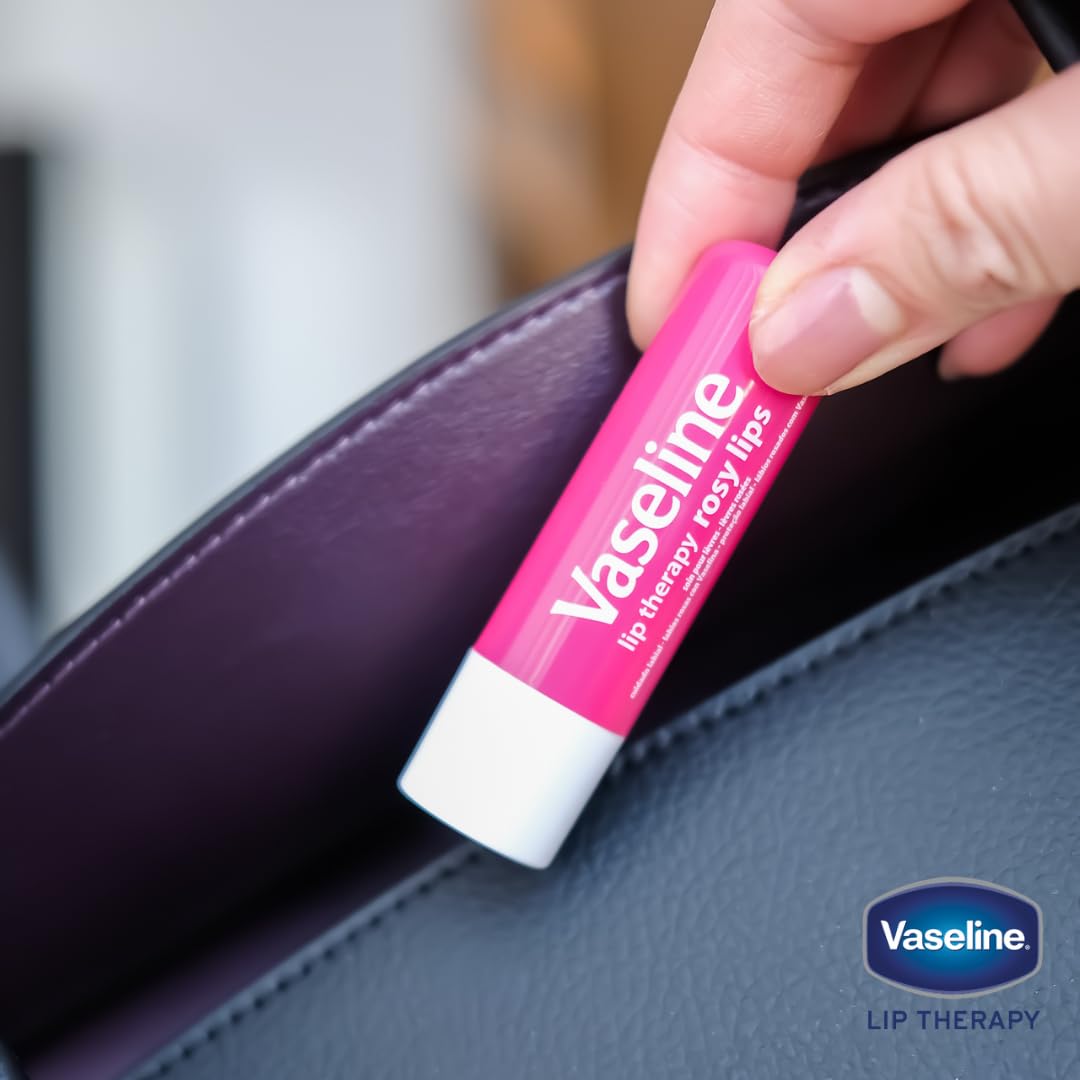 Vaseline Lip Therapy Care Rosy, Fast-Acting Nourishment, Ideal for Chapped, Dry, Cracked, or Damaged Lips, Lip Balm, 4-Pack, 0.16 Oz Each - TrustMedUSA