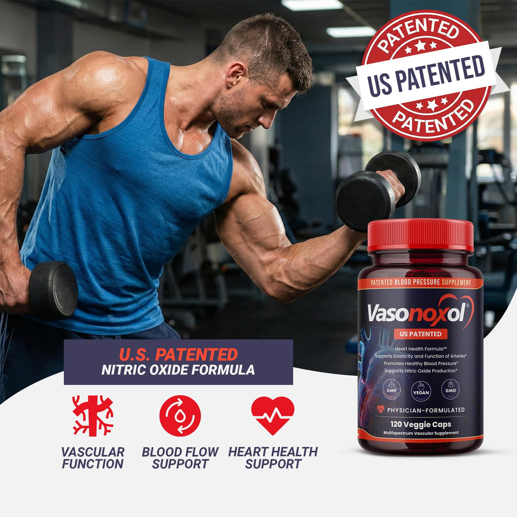 Vasonoxol U.S. Patented Nitric Oxide Supplement for Blood Pressure Support 2880mg - Physician Formulated Vascular Health Formula with L-Arginine & L-Citrulline - Vegan, Non-GMO (120 Capsules) - TrustMedUSA