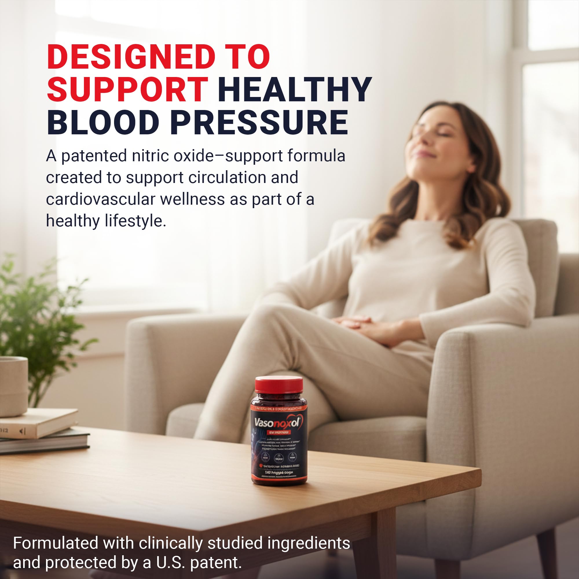 Vasonoxol U.S. Patented Nitric Oxide Supplement for Blood Pressure Support 2880mg - Physician Formulated Vascular Health Formula with L-Arginine & L-Citrulline - Vegan, Non-GMO (120 Capsules) - TrustMedUSA