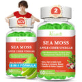 Vazatisi 2 Pack Apple Cider Vinegar Gummies, ACV with Sea Moss Gummies for Metabolism, Digestion, Detox, Gut & Immune Health, Apple Flavored -120 Count - TrustMedUSA