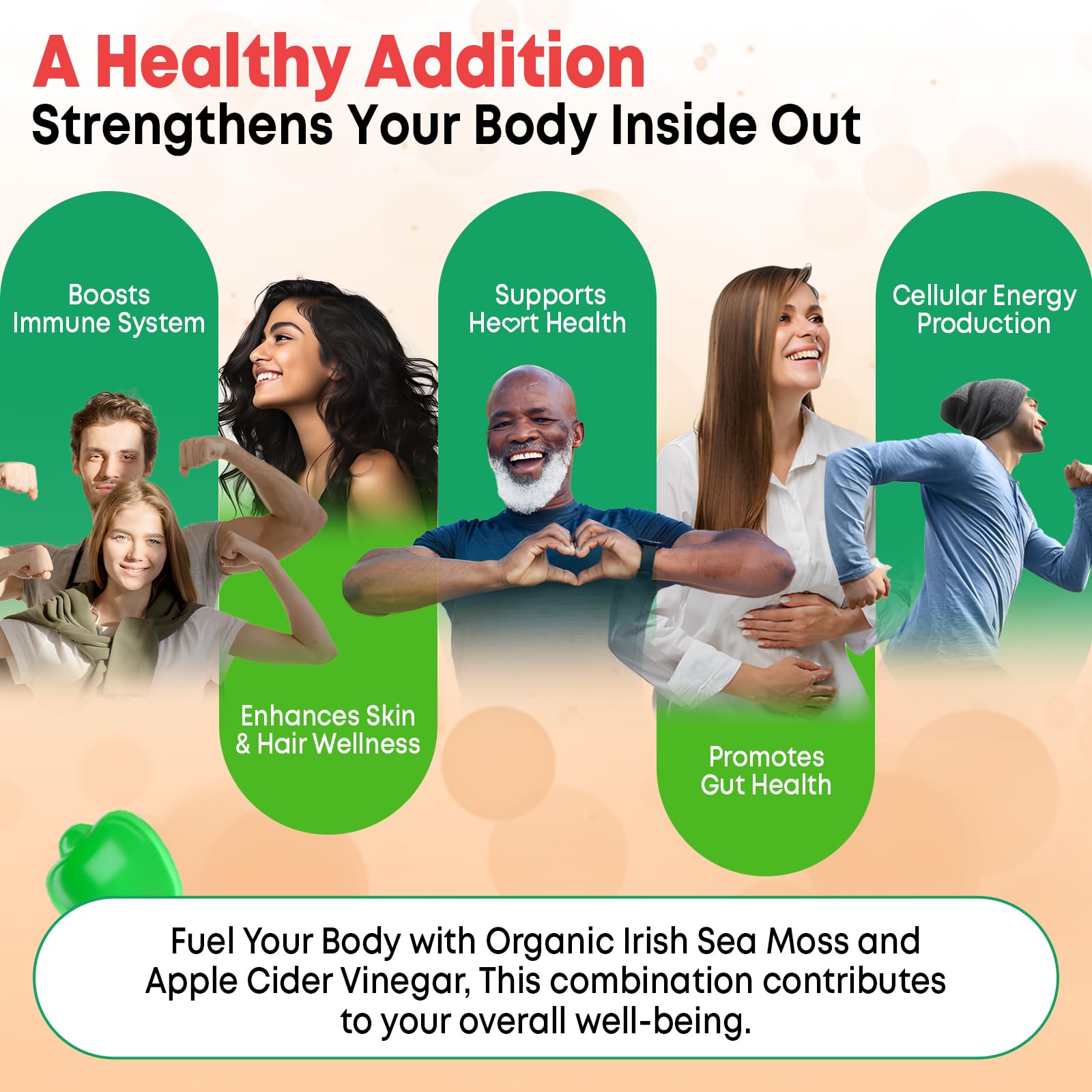 Vazatisi 2 Pack Apple Cider Vinegar Gummies, ACV with Sea Moss Gummies for Metabolism, Digestion, Detox, Gut & Immune Health, Apple Flavored -120 Count - TrustMedUSA