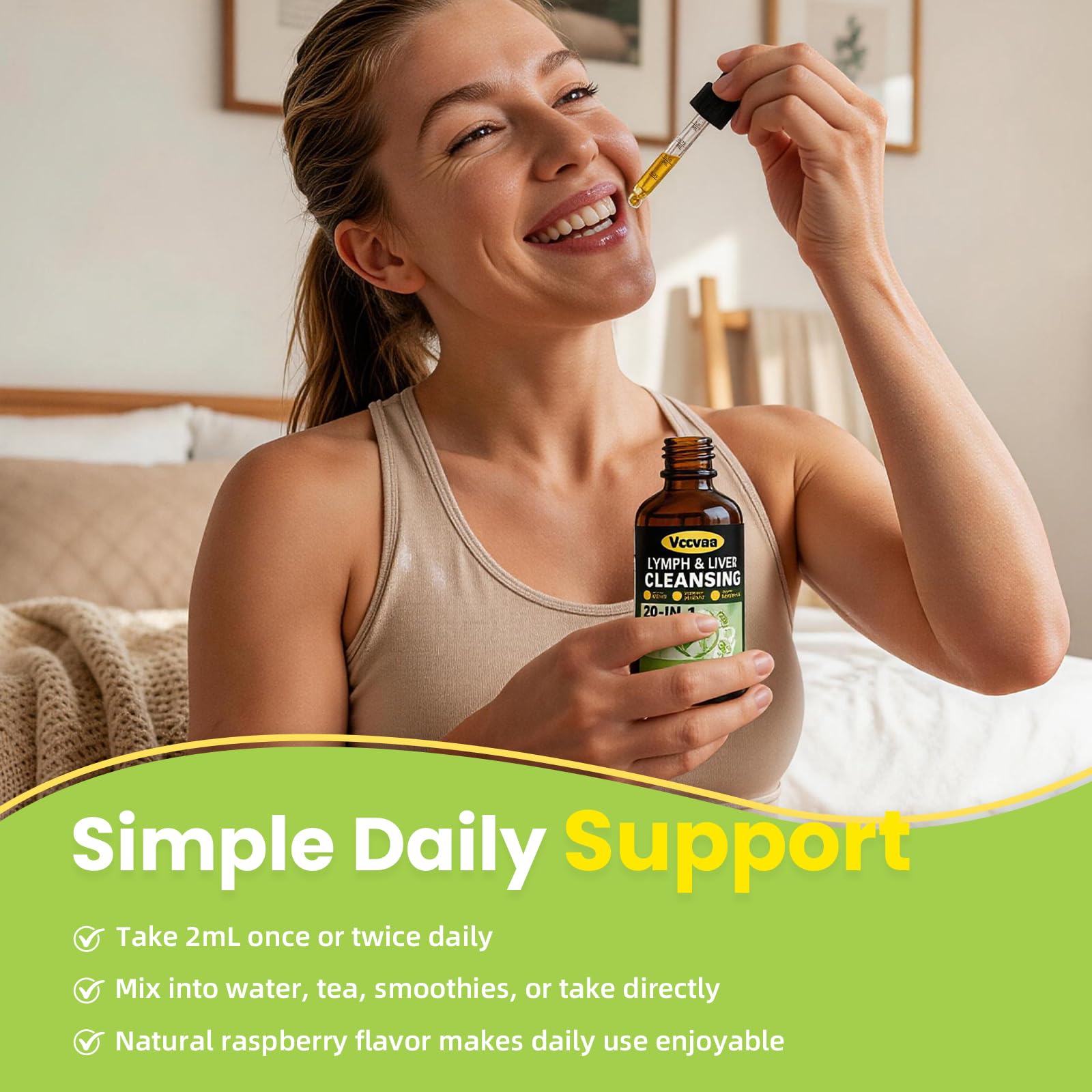 Vccvaa Lymph & Liver Cleanse - 20-in-1 Lymphatic Drainage & Liver Detox Supplement with Milk Thistle, Echinacea, Fucoxanthin - 60mL Liquid Formula for Immune & Digestive Support - Maple Wellness Supplements