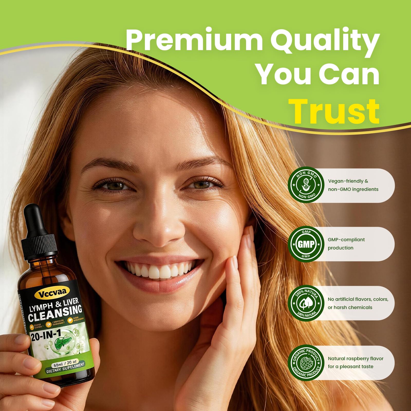 Vccvaa Lymph & Liver Cleanse - 20-in-1 Lymphatic Drainage & Liver Detox Supplement with Milk Thistle, Echinacea, Fucoxanthin - 60mL Liquid Formula for Immune & Digestive Support - Maple Wellness Supplements