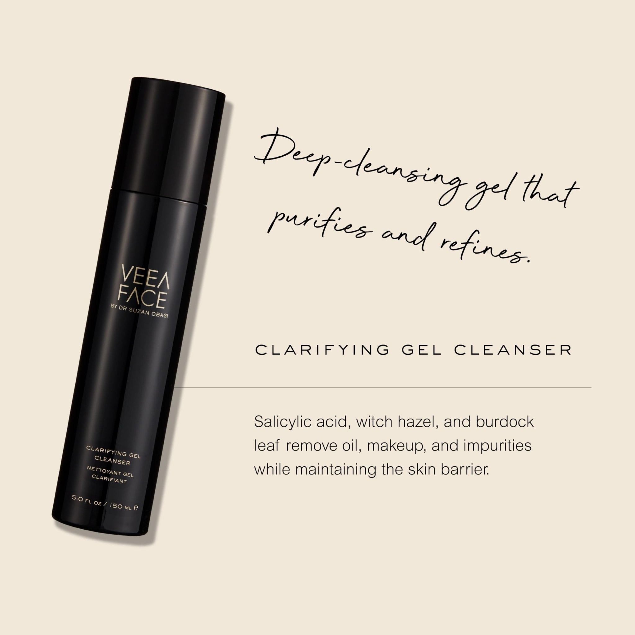 Veea Face by Dr. Suzan Obagi - Clarifying Gel Cleanser | Exfoliating, Refreshing, Soothing | Deep Cleansing without Stripping the Skin (5 fl oz | 150 ml) - Maple Wellness Supplements