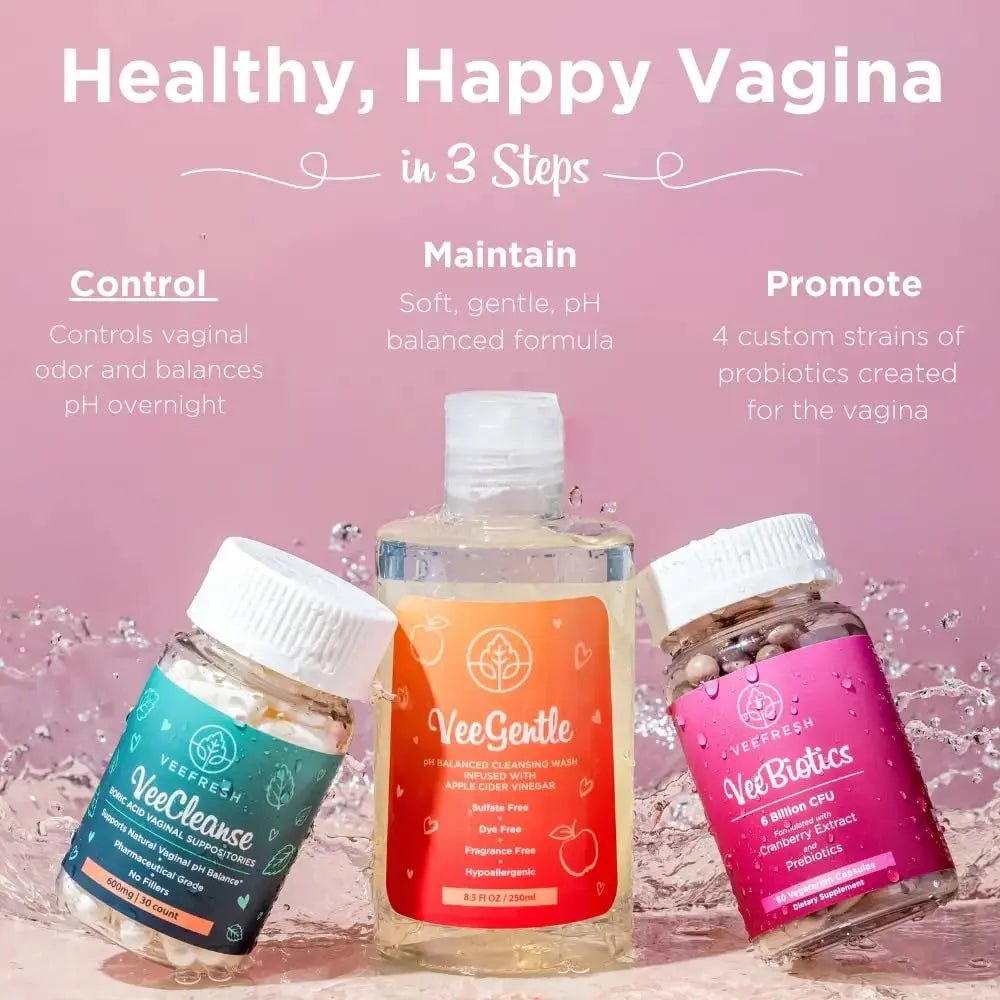 VeeBalance Bundle – Boric Acid Suppositories, Feminine Wash & Cranberry Probiotics for Women – pH Balance & Freshness Support - TrustMedUSA