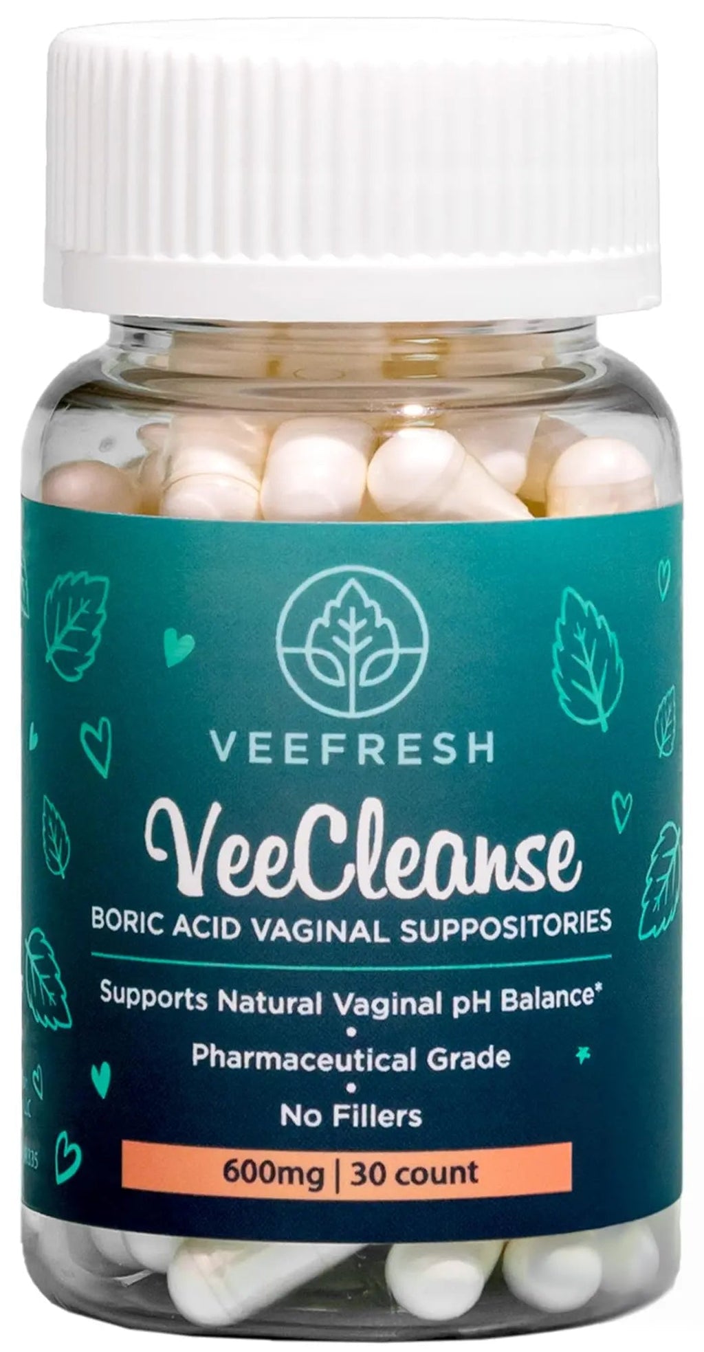 VeeFresh - VeeCleanse Boric Acid Vaginal Suppositories - Vaginal pH Balance Suppositories - Vaginal Odor Control - Feel Fresh, Feminine and Confident - TrustMedUSA