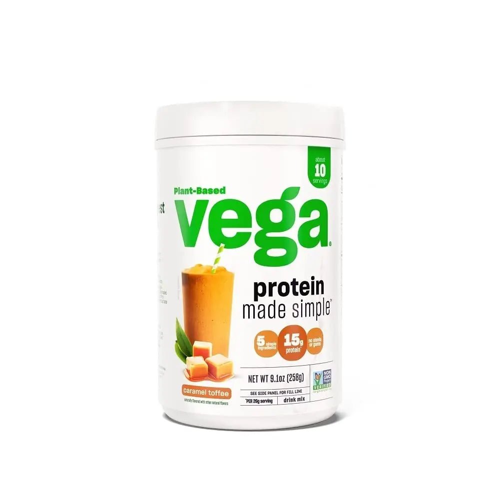 Vega Protein Made Simple, Caramel Toffee - Stevia Free Vegan Protein Powder, Plant Based - TrustMedUSA
