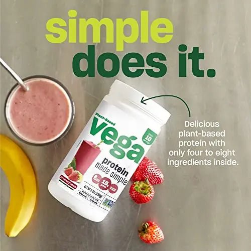 Vega Protein Made Simple Protein Powder, Strawberry Banana - Stevia Free, Vegan - TrustMedUSA