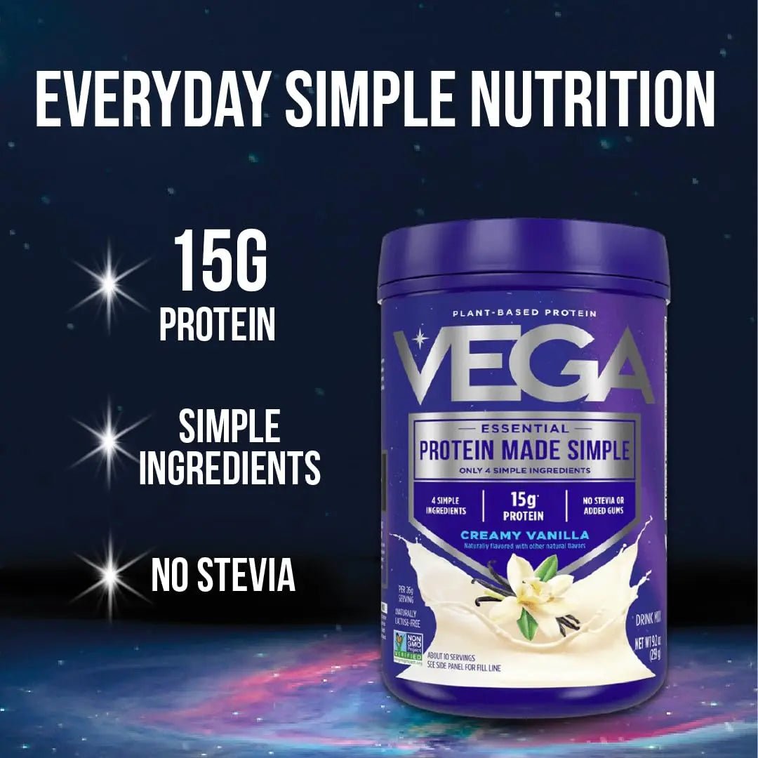 Vega Protein Made Simple Protein Powder, Vanilla - Stevia Free, Vegan, Plant Based, Healthy, Gluten Free, Pea Protein for Women and Men, 9.2 oz (Packaging May Vary) - TrustMedUSA