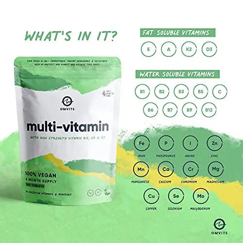 Vegan Multivitamins & Minerals - With High Strength Vitamin B12, D3, K2 & Iron - TrustMedUSA