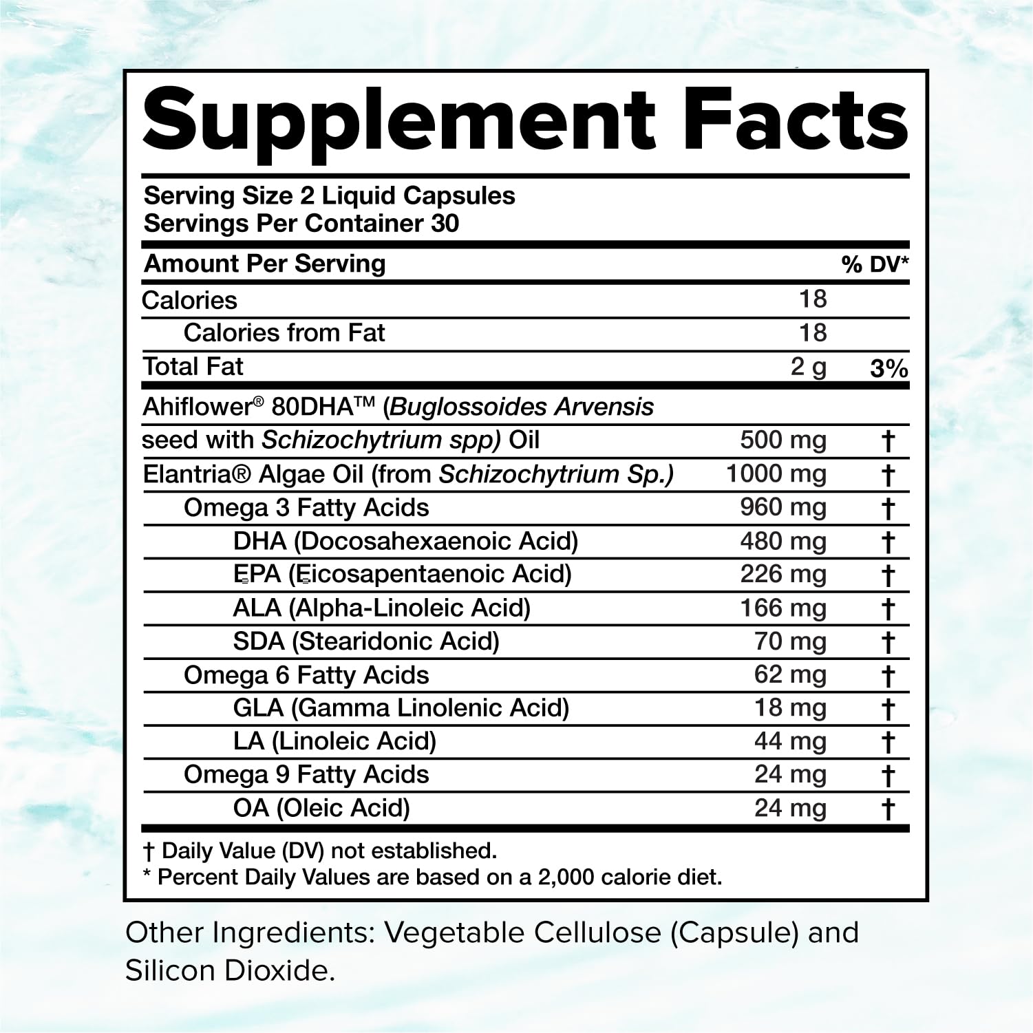 Vegan Omega 3 Supplement- 960mg Omega-3 Fatty Acids, DHA, EPA, SDA, ALA Supplement - Immune Support- 30 Servings, 60 Liquid Capsules - TrustMedUSA