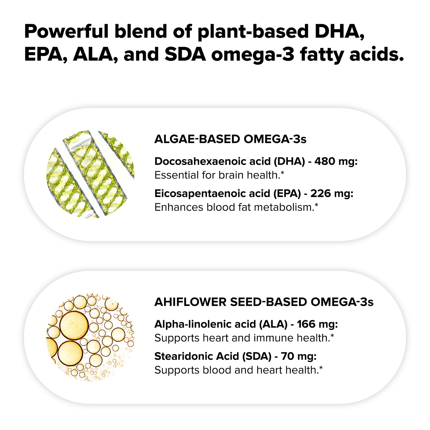 Vegan Omega 3 Supplement- 960mg Omega-3 Fatty Acids, DHA, EPA, SDA, ALA Supplement - Immune Support- 30 Servings, 60 Liquid Capsules - TrustMedUSA