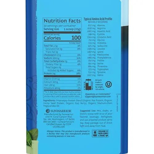 Vegan Organic Protein Powder Plant-based | BCAA Amino Acids Hemp Seed Soy Free - TrustMedUSA