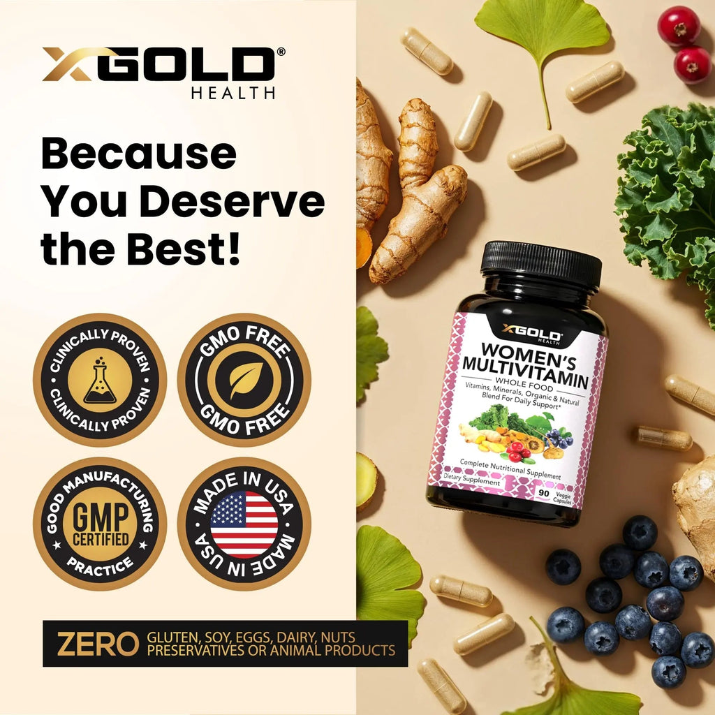 Vegan Women's Daily Multivitamin 50 Plus with Organic WholeFood Based Natural Ingredients, Ginger, Maca, Multi-Vitamin B Complex & More - TrustMedUSA