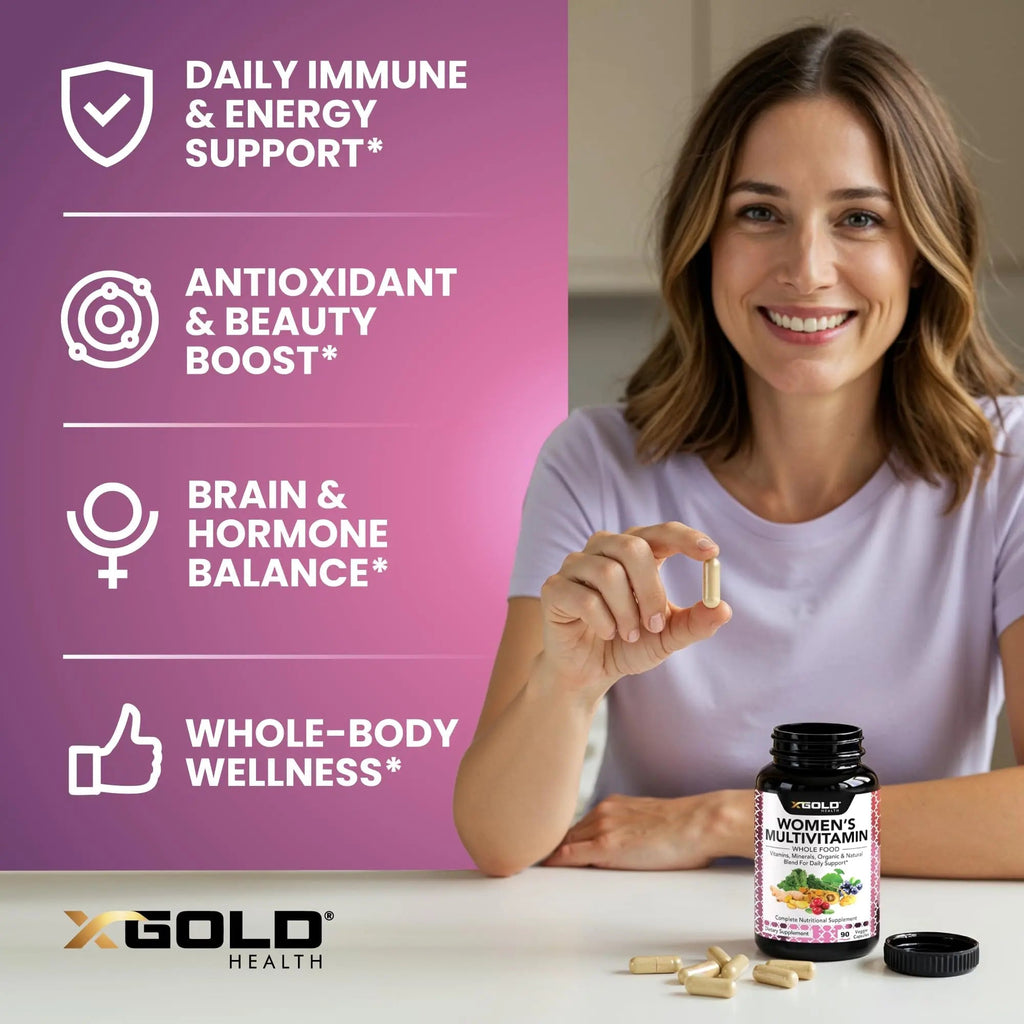 Vegan Women's Daily Multivitamin 50 Plus with Organic WholeFood Based Natural Ingredients, Ginger, Maca, Multi-Vitamin B Complex & More - TrustMedUSA