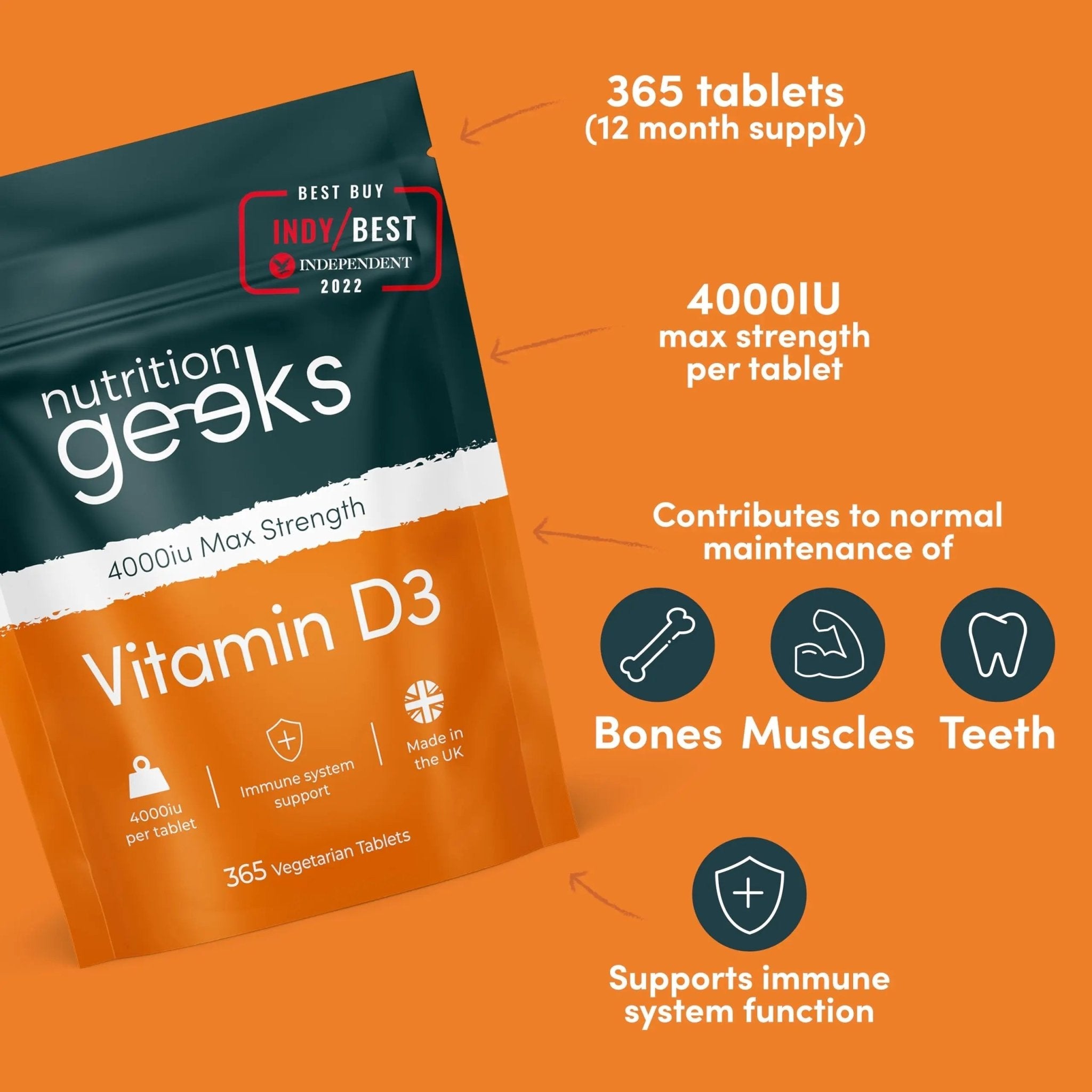 Vegetarian Vitamin D3 4000 iu - 1 Year Supply, 365 Easy-Swallow High Strength Vitamin - TrustMedUSA