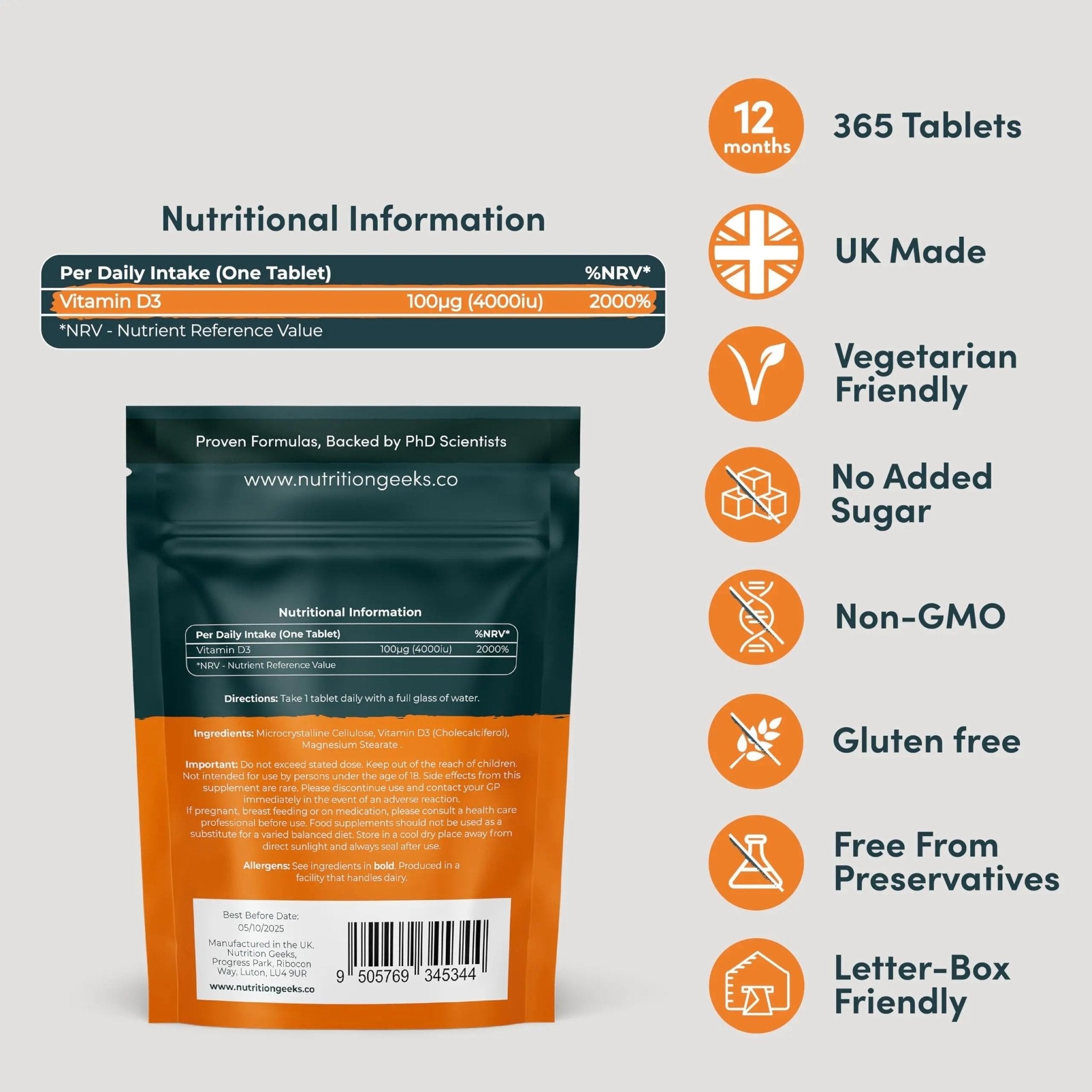 Vegetarian Vitamin D3 4000 iu - 1 Year Supply, 365 Easy-Swallow High Strength Vitamin - TrustMedUSA