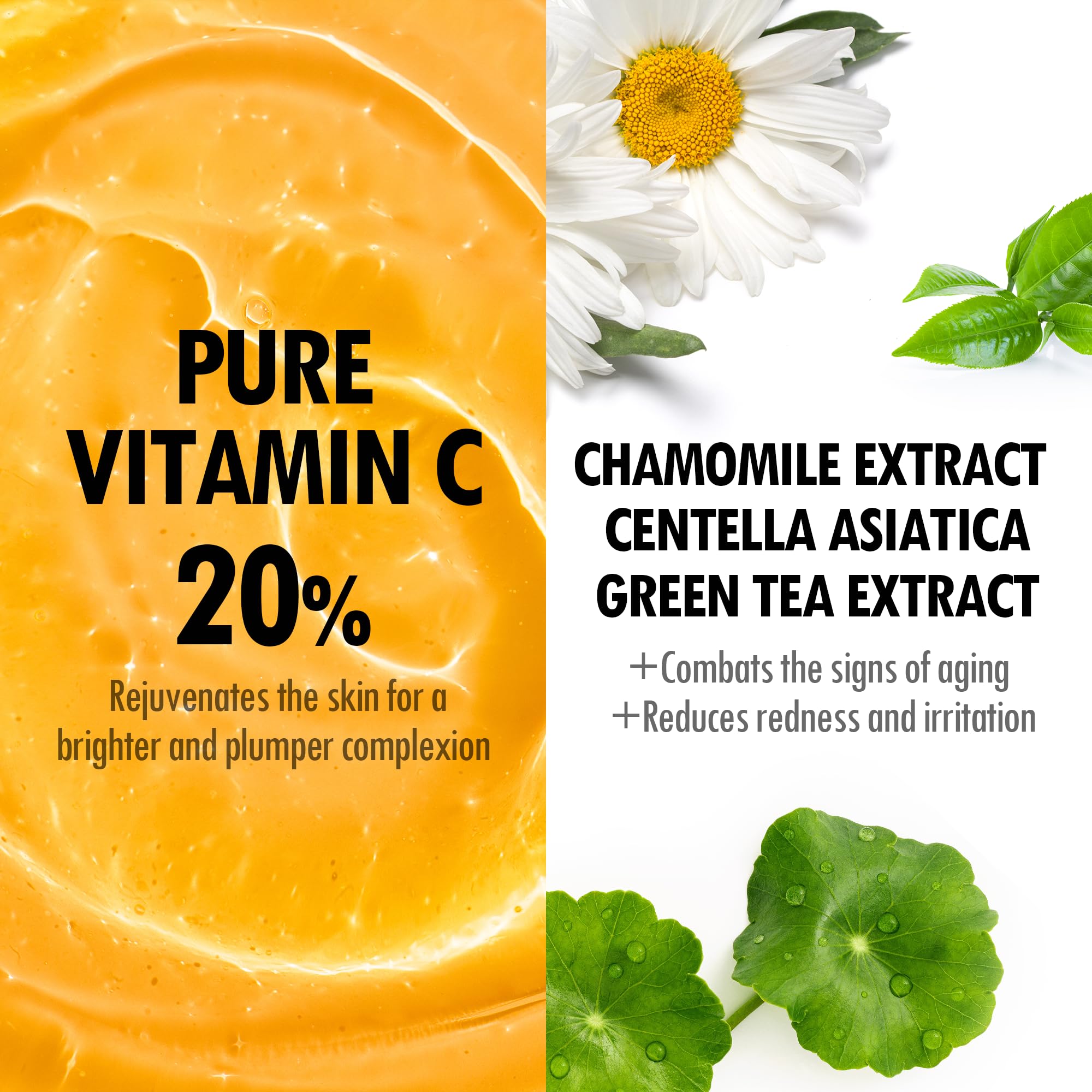 VEGREEN 20% Pure Vitamin C Ampoule for Face - Waterless Pure L-Ascorbic Acid & Chamomile for Sensitive Skin, Dark Spot Corrector, Brightening & Anti-Aging Korean Glass Skin Essence, 1.01 fl oz - Maple Wellness Supplements