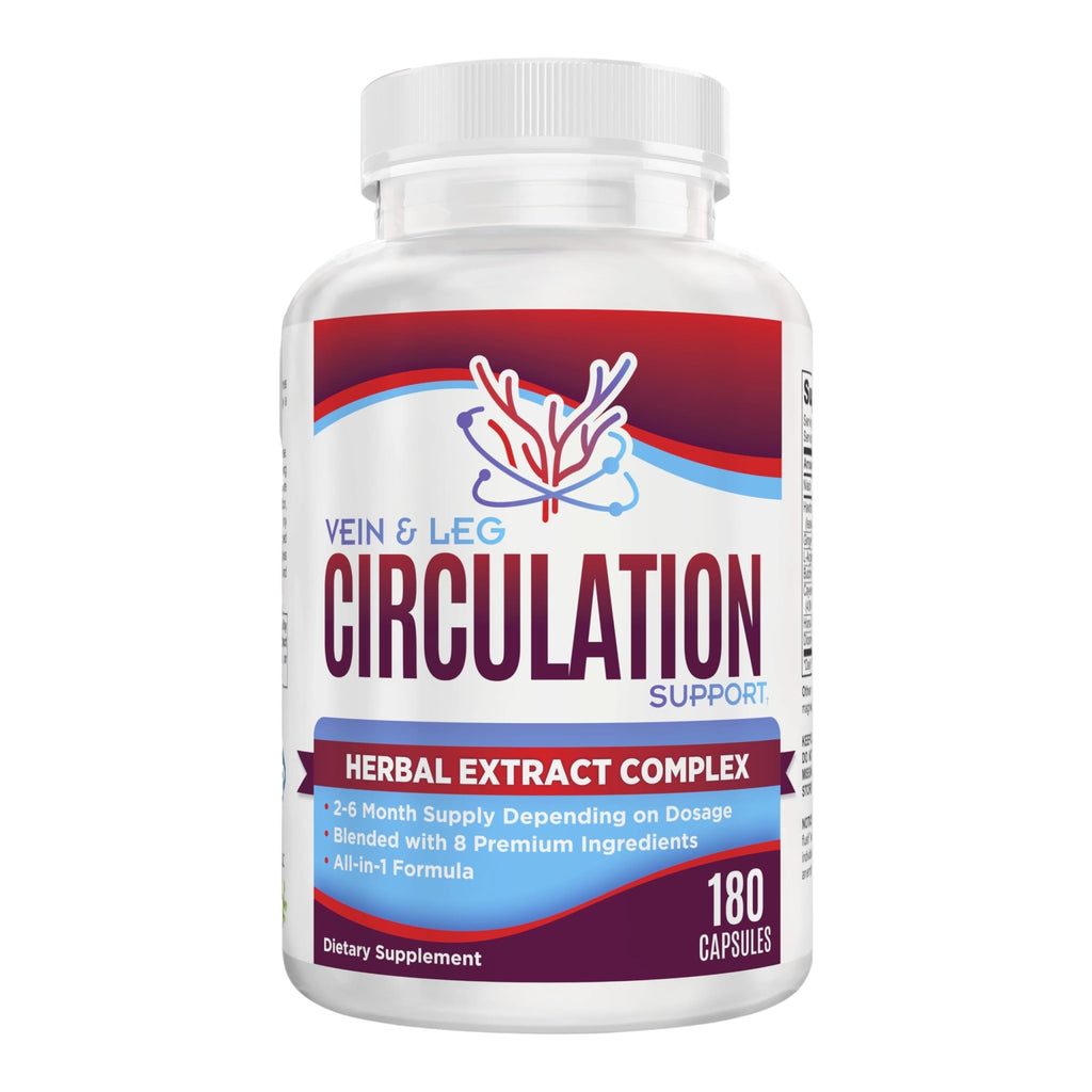 Vein & Leg Circulation (2-Month) Support Supplement with 8 Active Ingredients in 1 Formula | Leg + Vein | Blood Circulation Support Supplements | 60-Day Bulk Supply | 180 Capsules - TrustMedUSA