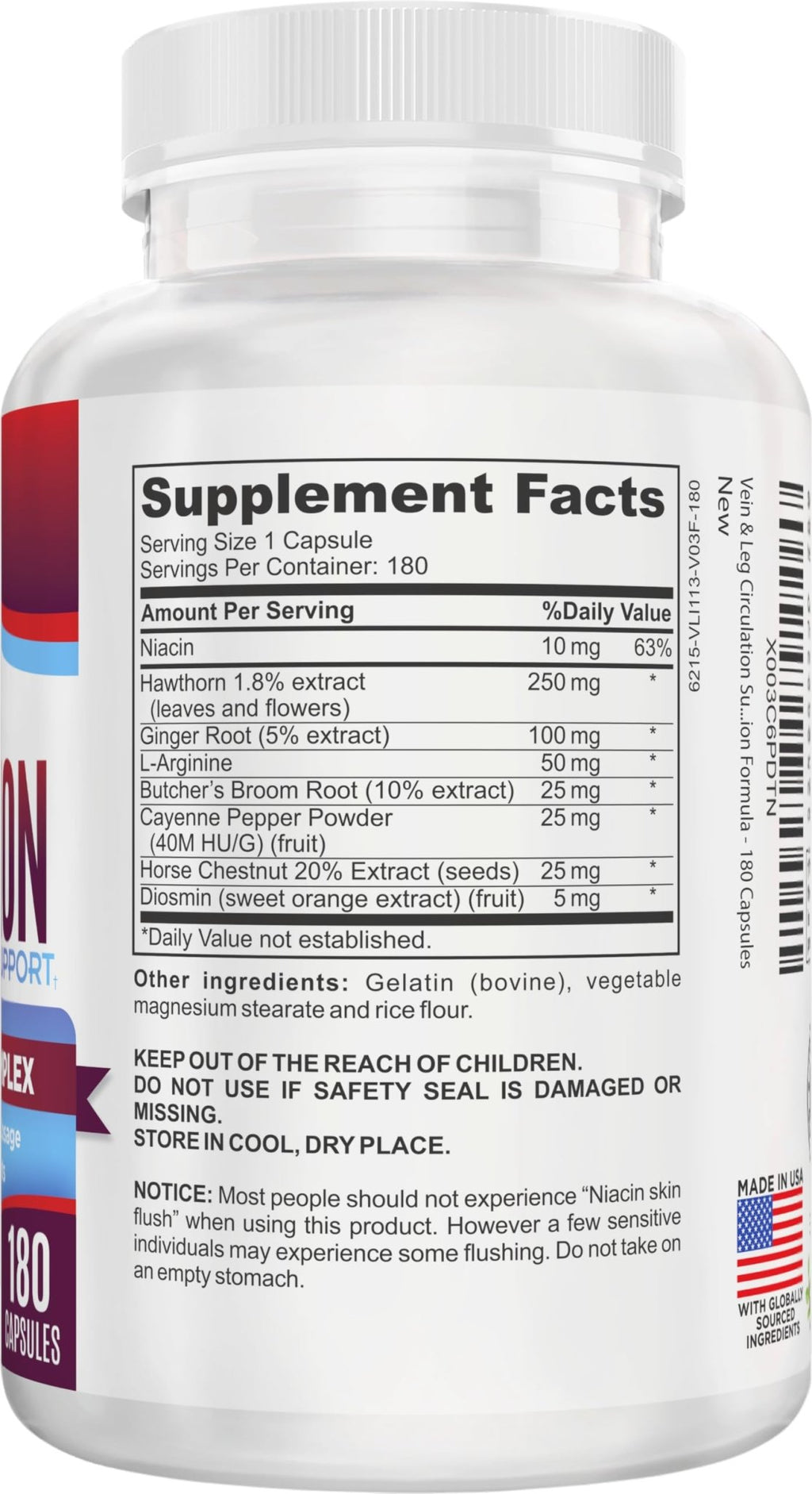 Vein & Leg Circulation (2-Month) Support Supplement with 8 Active Ingredients in 1 Formula | Leg + Vein | Blood Circulation Support Supplements | 60-Day Bulk Supply | 180 Capsules - TrustMedUSA