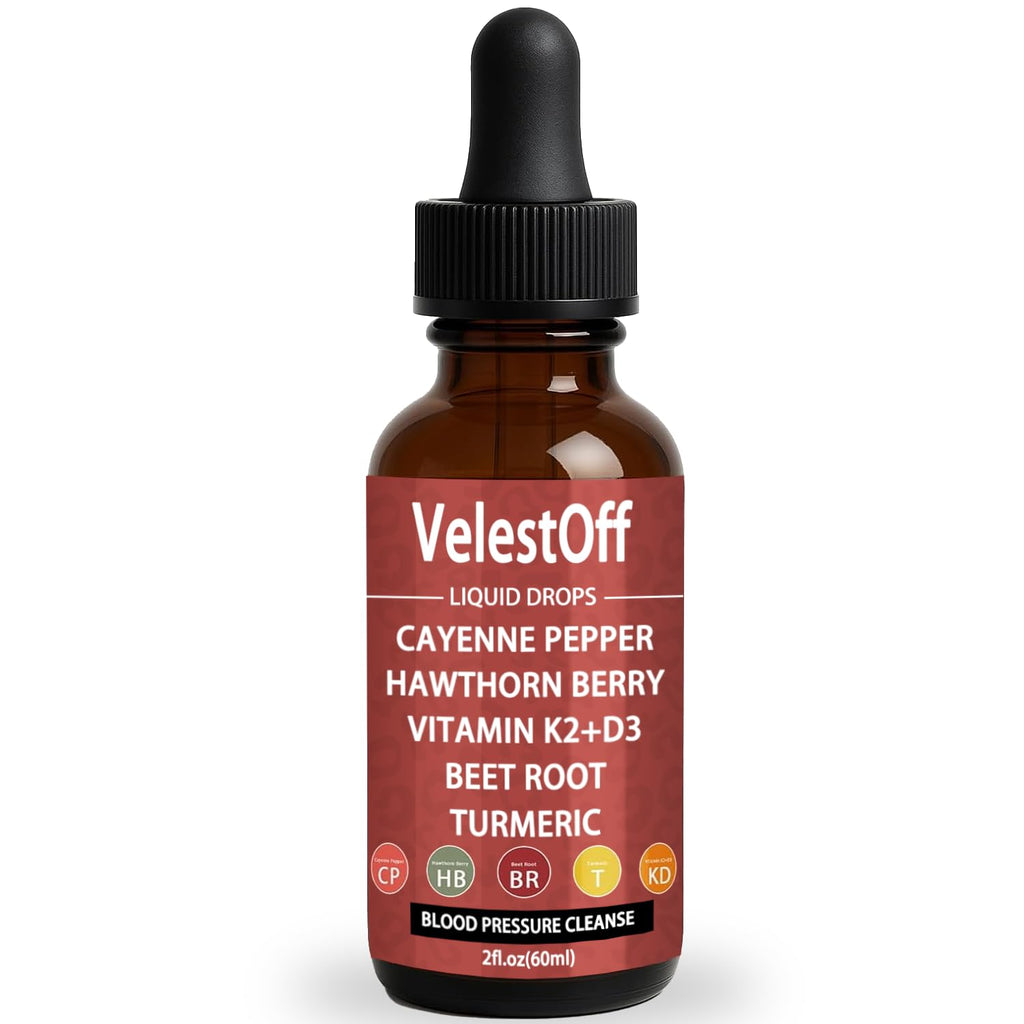 Velestoff Cayenne Pepper & Cayenne Pepper Drops Liquid Supplement with Hawthorn, Beet Root, Turmeric, Vitamin K2 D3 - TrustMedUSA