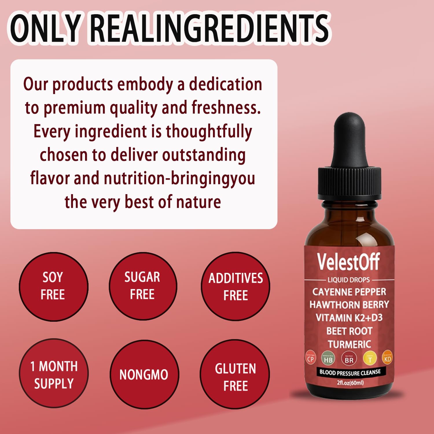 Velestoff Cayenne Pepper & Cayenne Pepper Drops Liquid Supplement with Hawthorn, Beet Root, Turmeric, Vitamin K2 D3 - TrustMedUSA